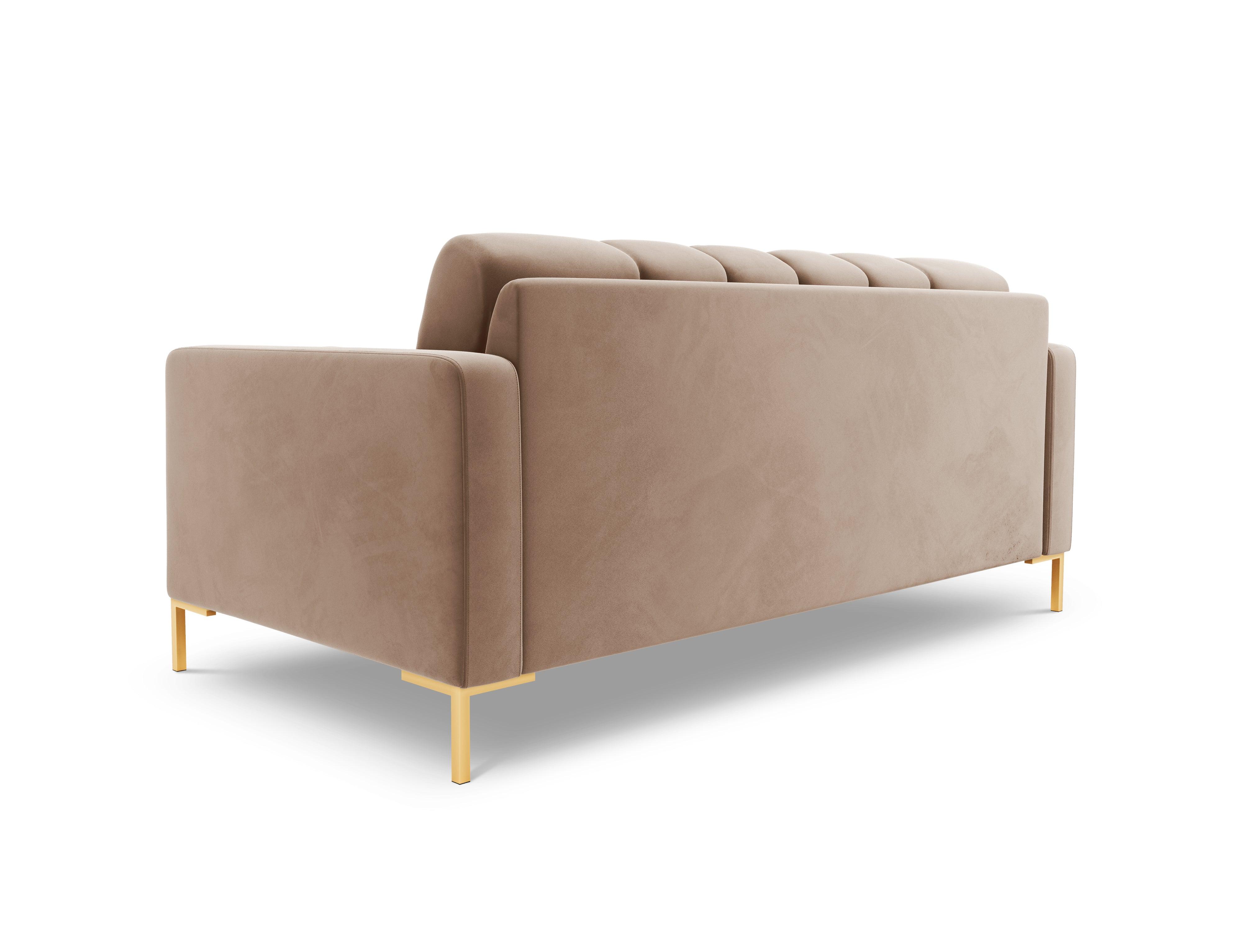 Velvet 2-seater sofa BALI beige with gold base - Eye on Design