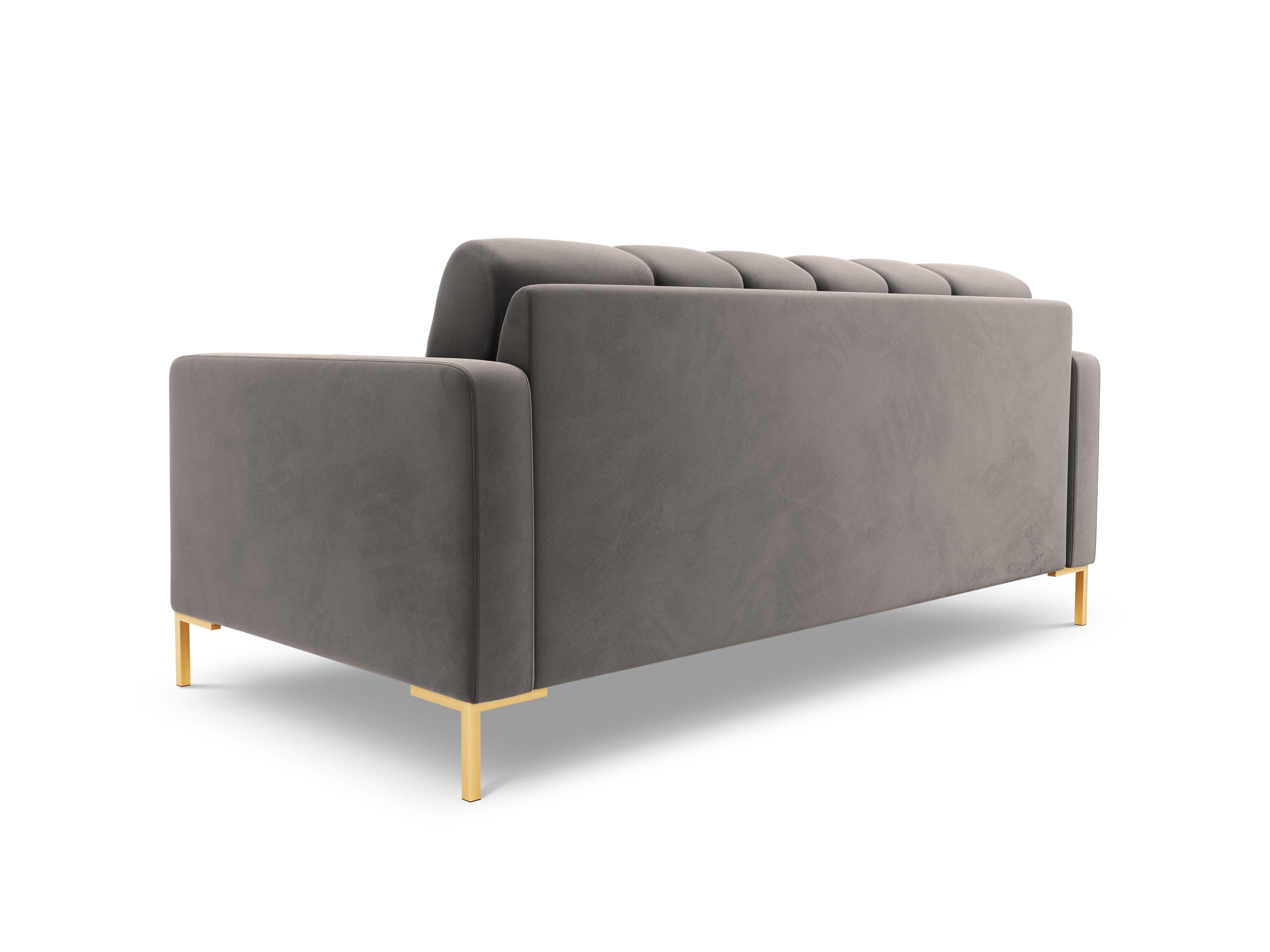 Velvet 2-seater sofa BALI light grey with gold base - Eye on Design