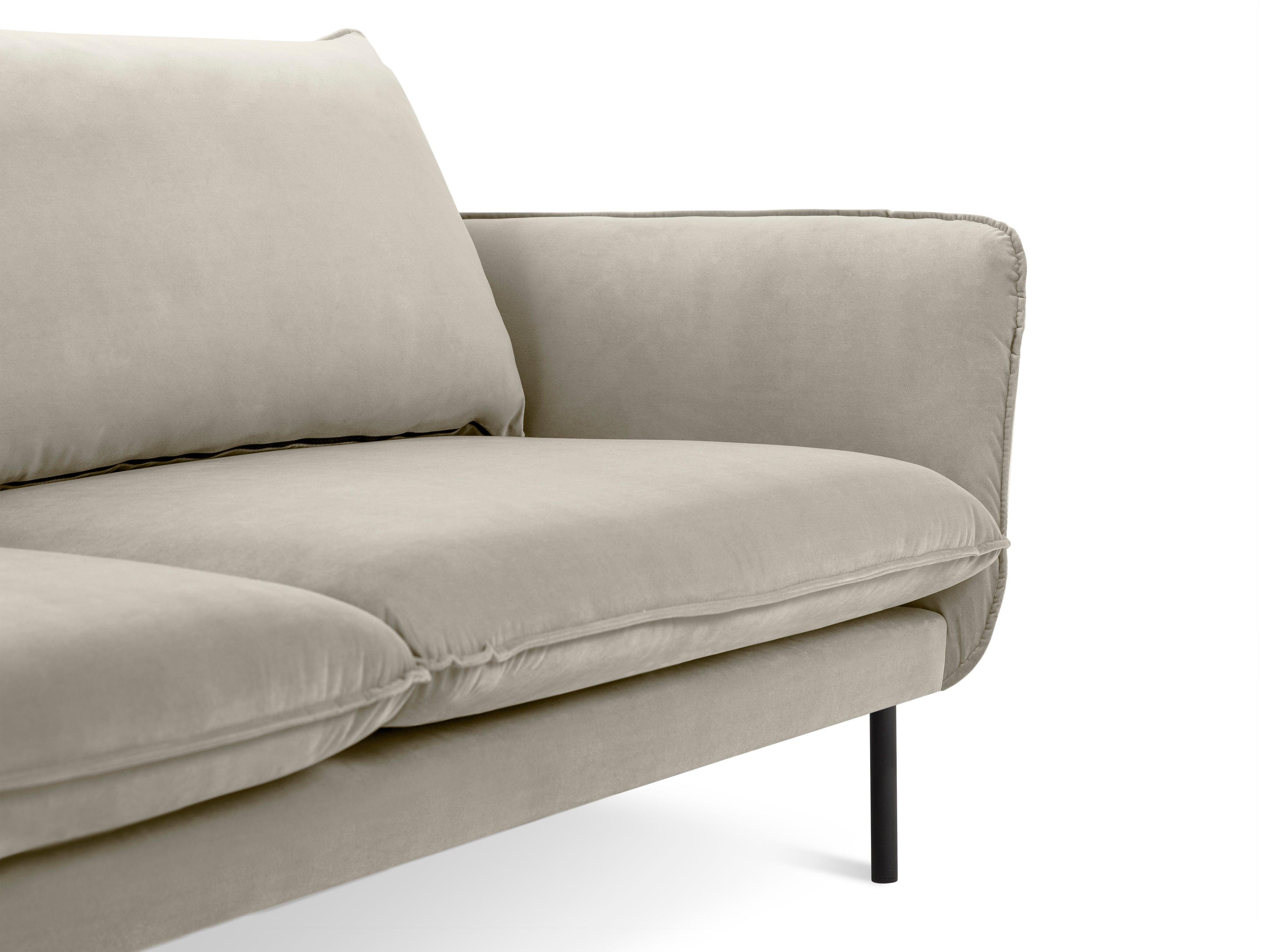 Velvet 2-seater sofa VIENNA beige with black base - Eye on Design