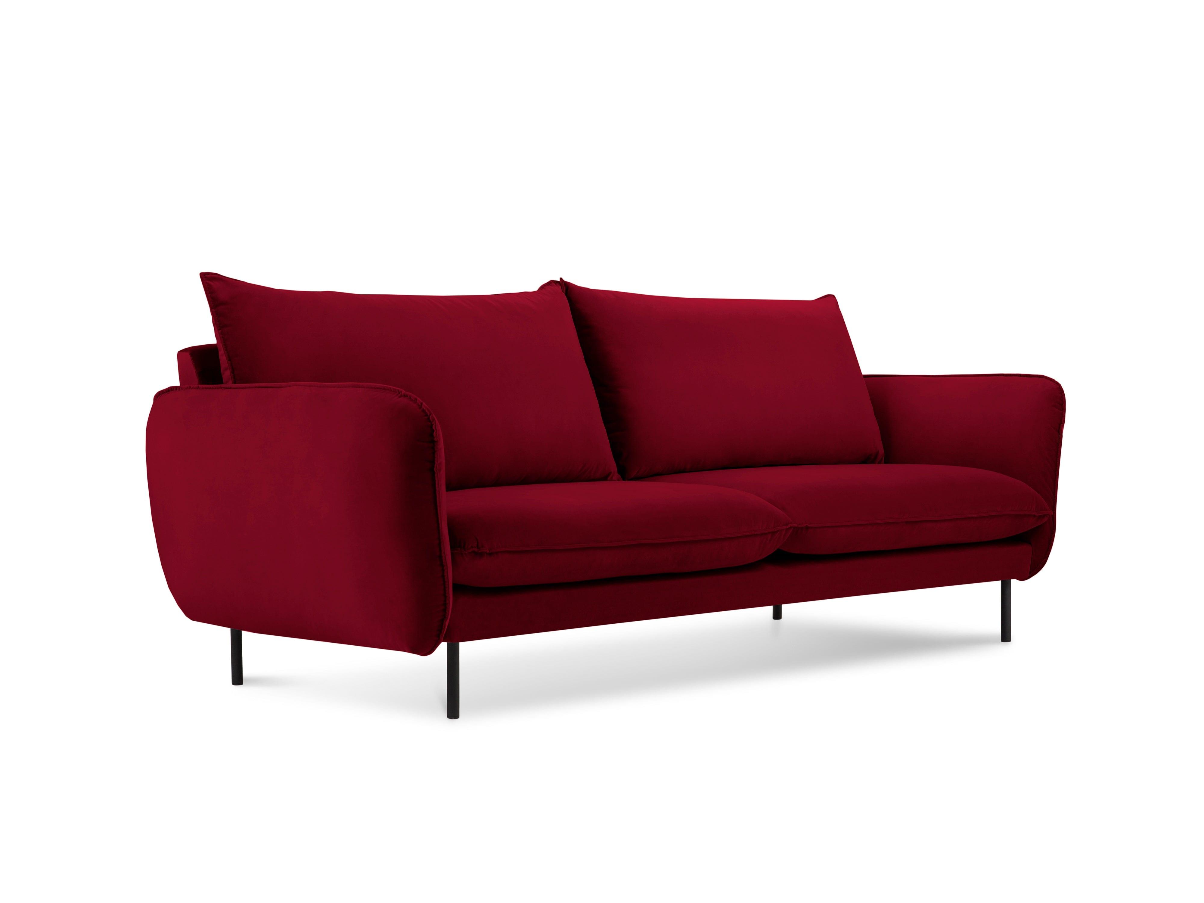 Velvet 2-seater sofa VIENNA maroon with black base - Eye on Design