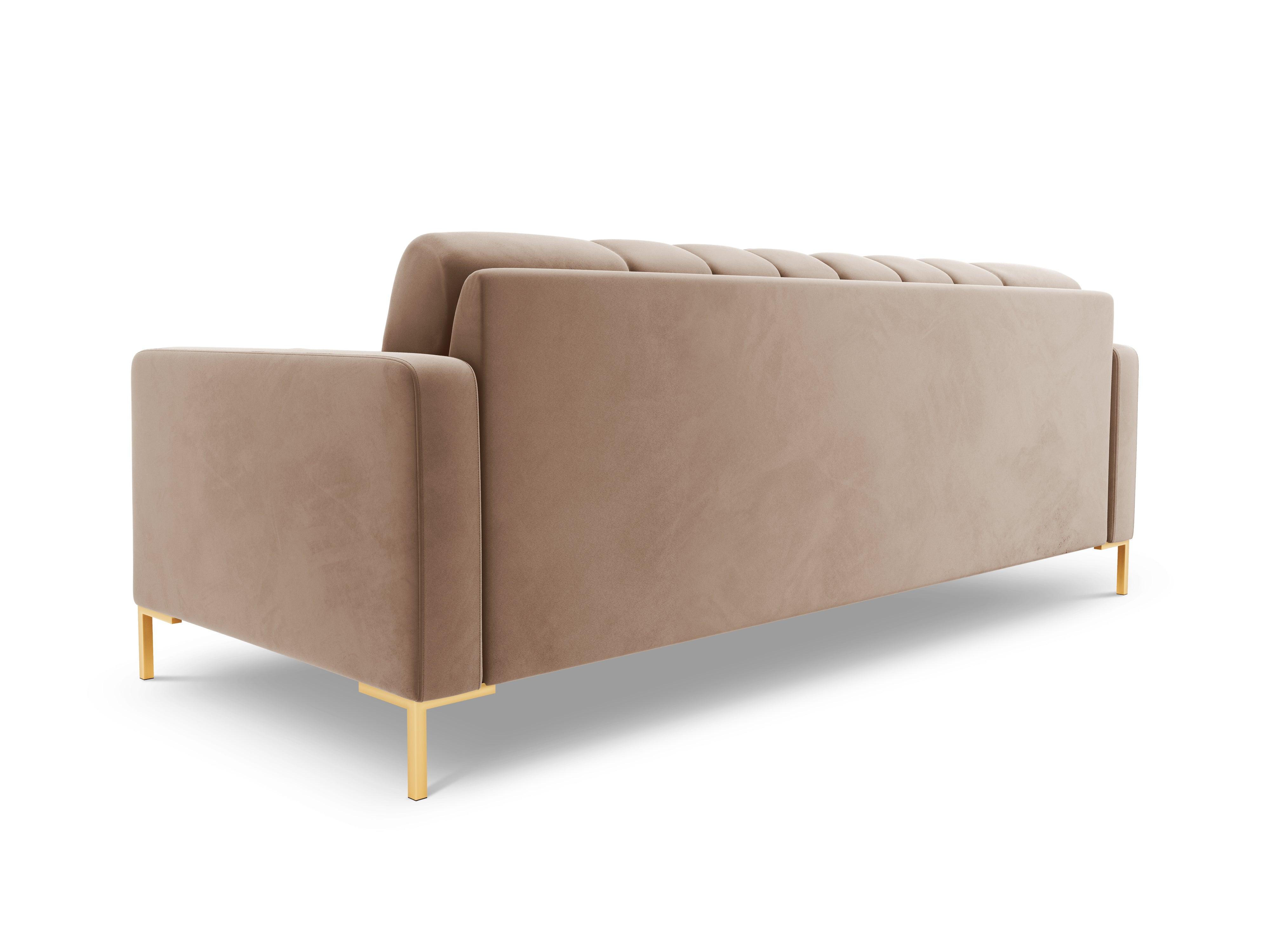 Velvet 3-seater sofa BALI beige with gold base - Eye on Design