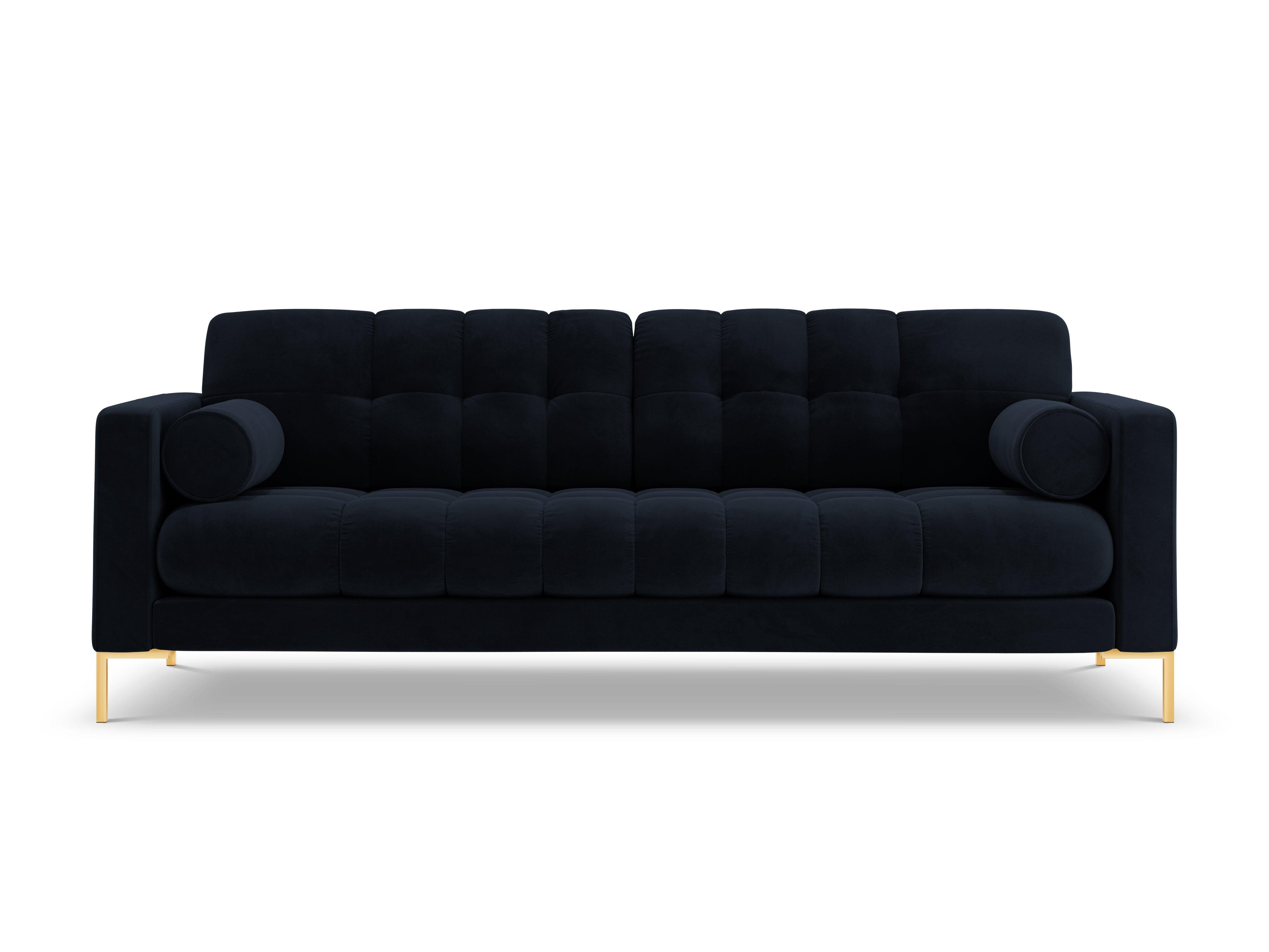 Velvet 3-seater sofa BALI dark blue with gold base - Eye on Design