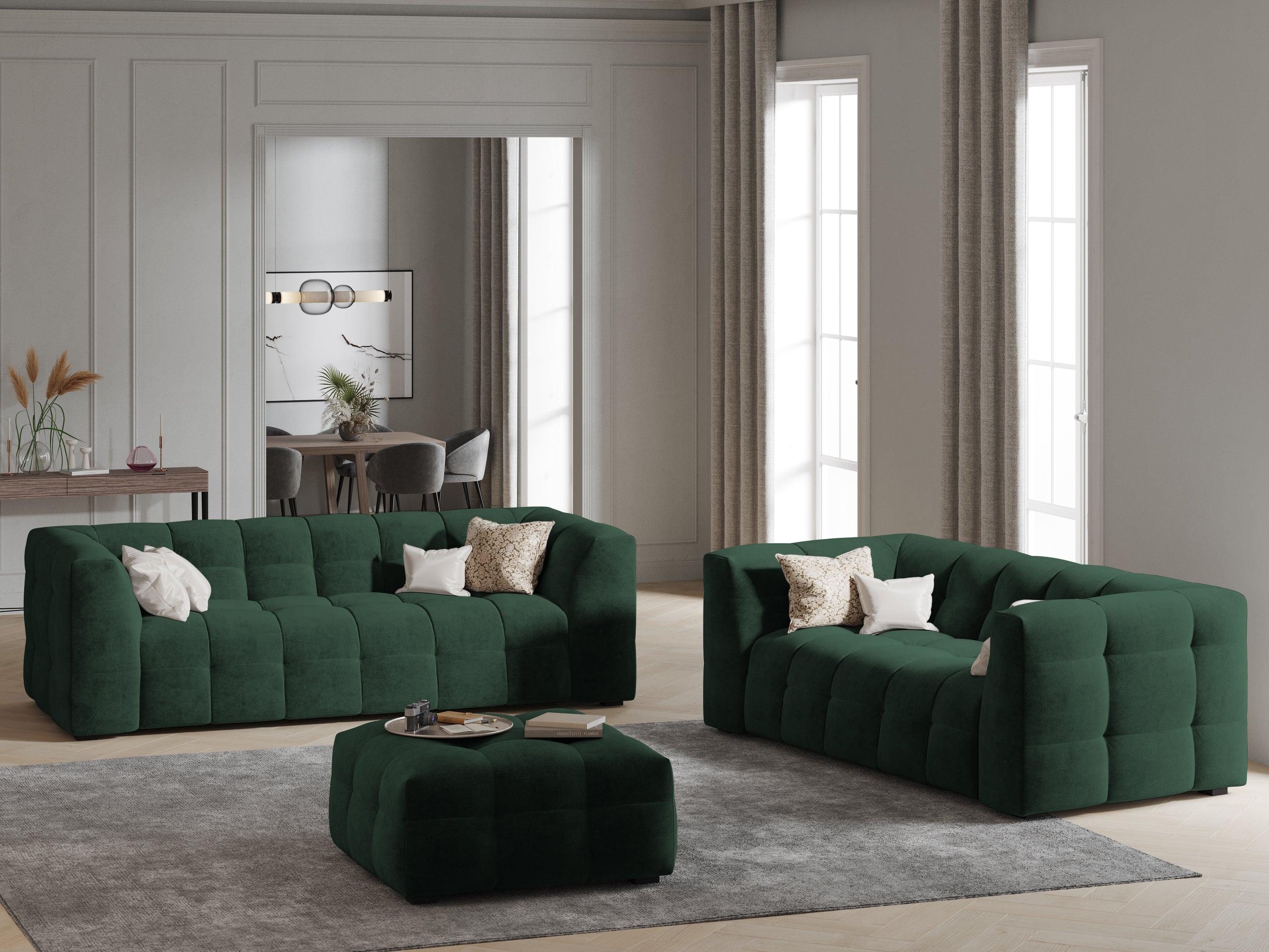 Velvet 3-seater sofa VESTA bottle green - Eye on Design