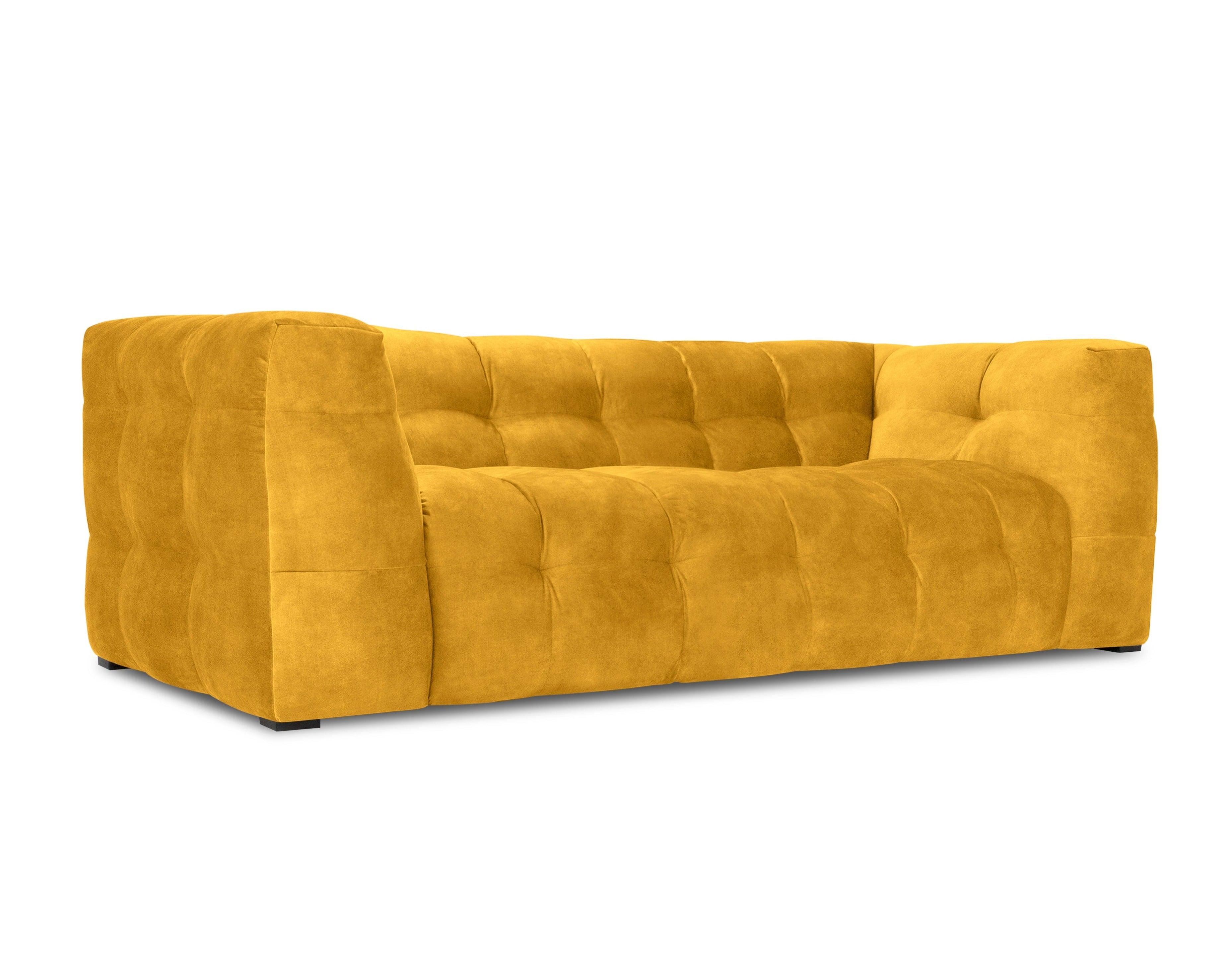 Velvet 3-seater sofa VESTA yellow - Eye on Design