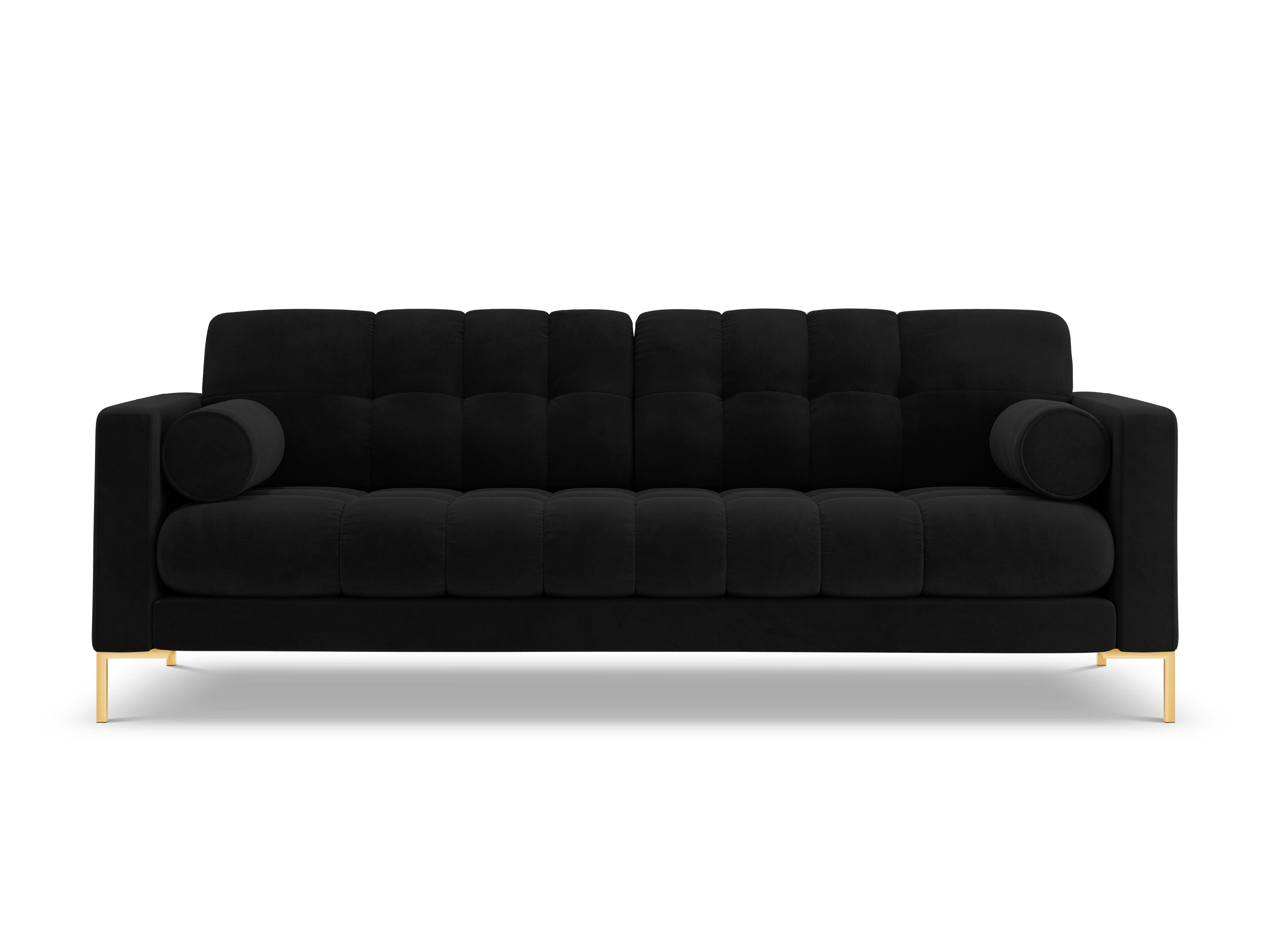 Velvet 4-seater sofa BALI black with gold base - Eye on Design