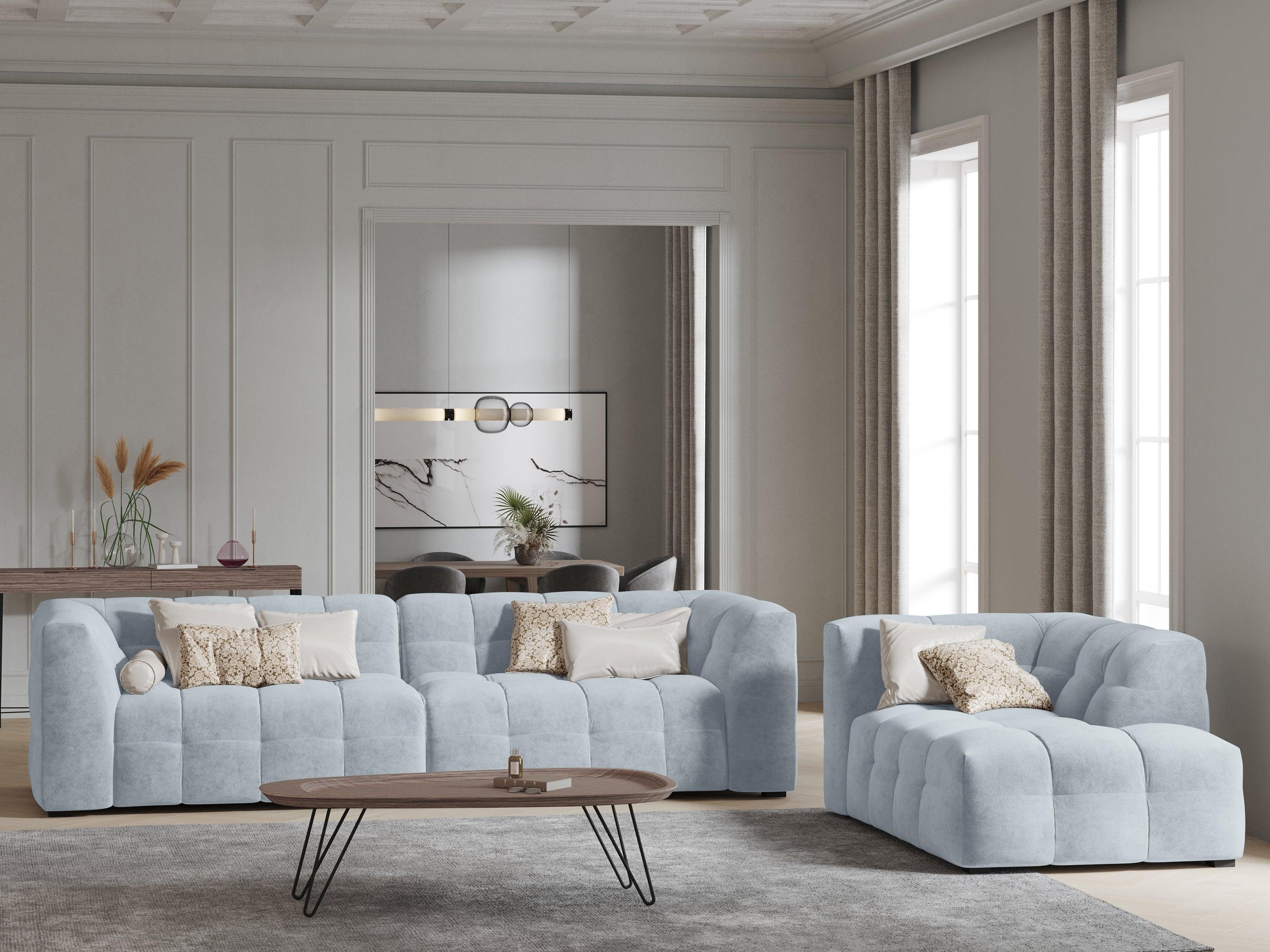 Velvet 4-seater sofa VESTA light blue - Eye on Design