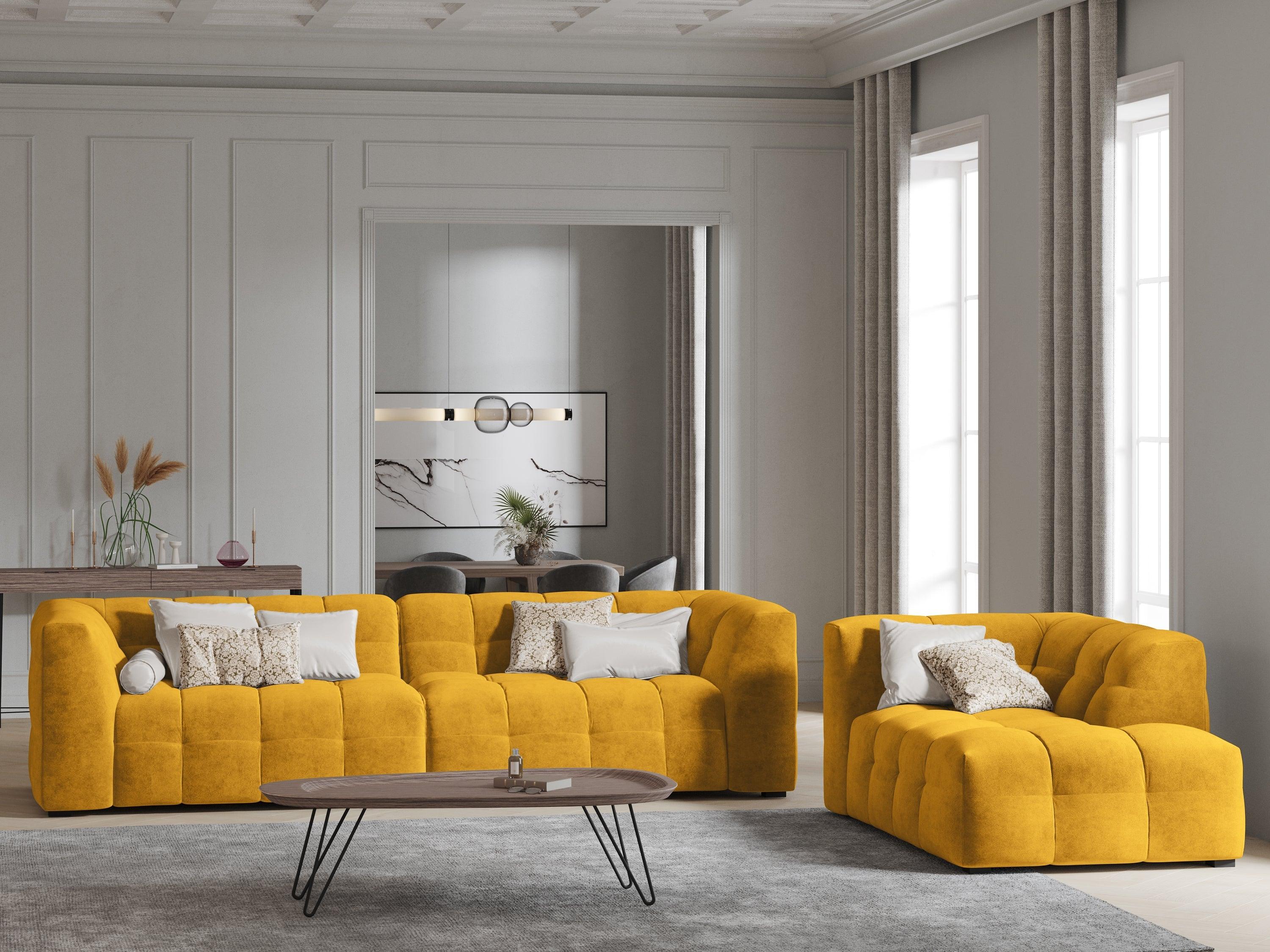 Velvet 4-seater sofa VESTA yellow - Eye on Design