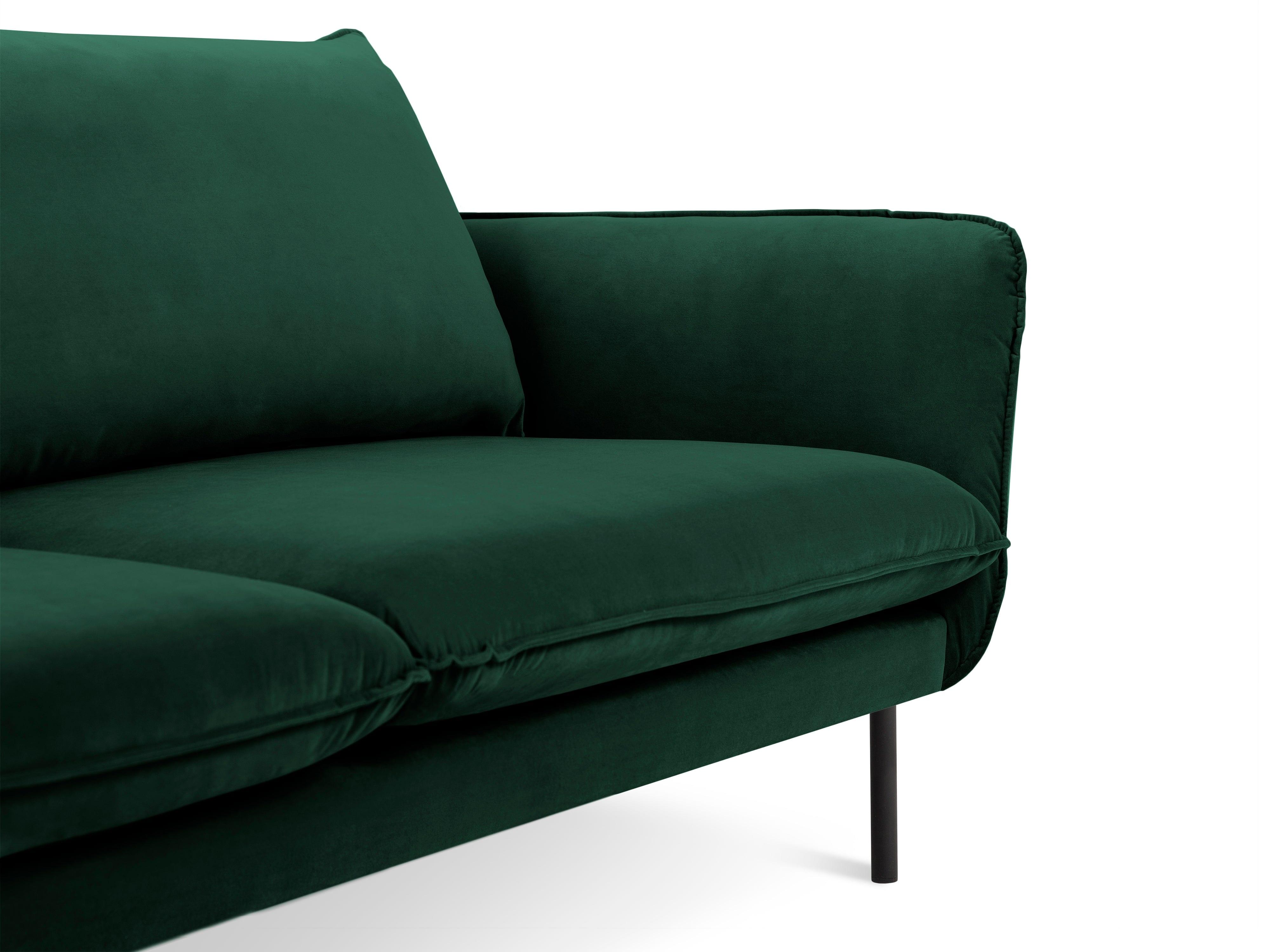 Velvet 4-seater sofa VIENNA green with black base - Eye on Design