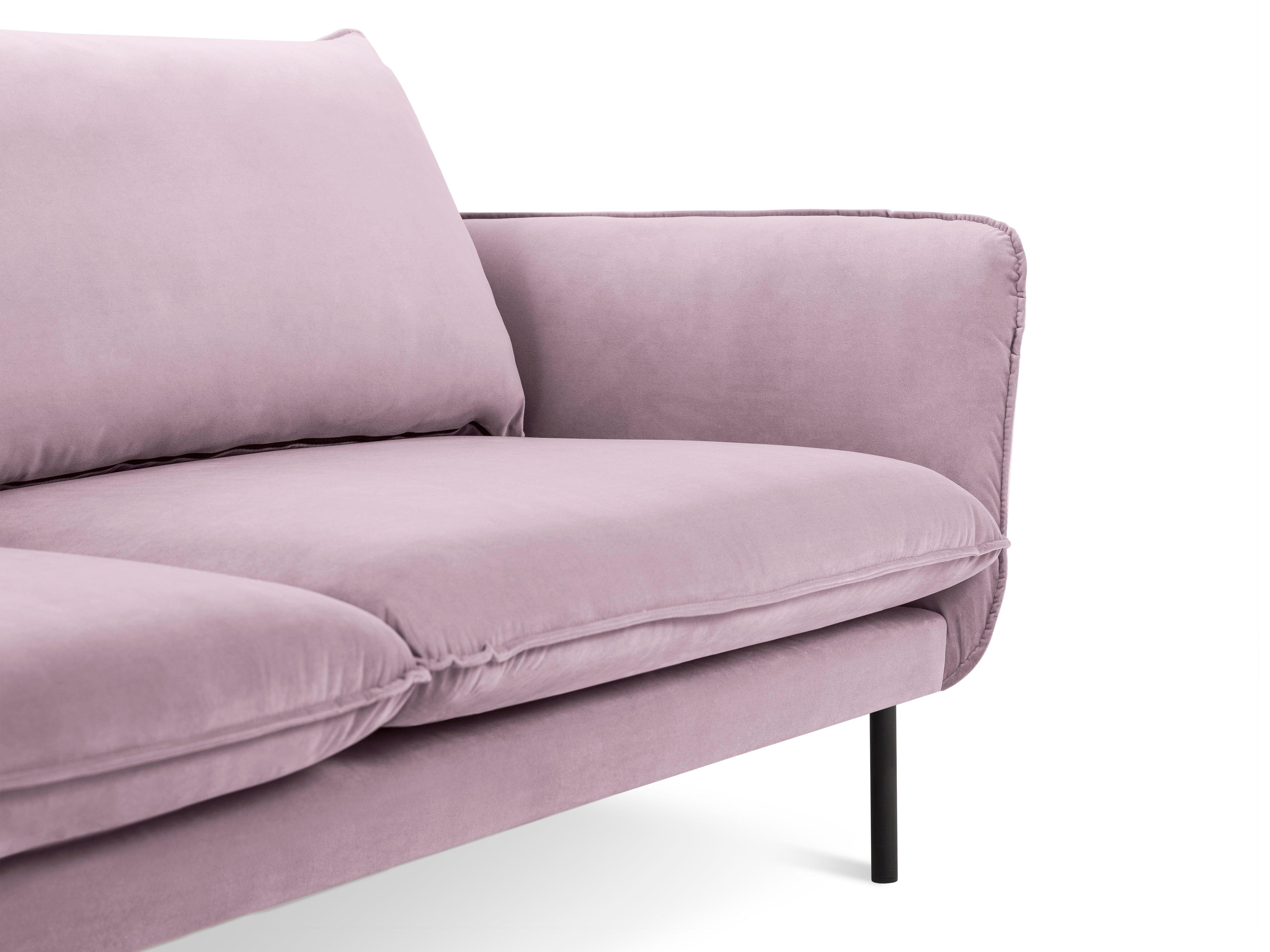 Velvet 4-seater sofa VIENNA powder pink with black base - Eye on Design