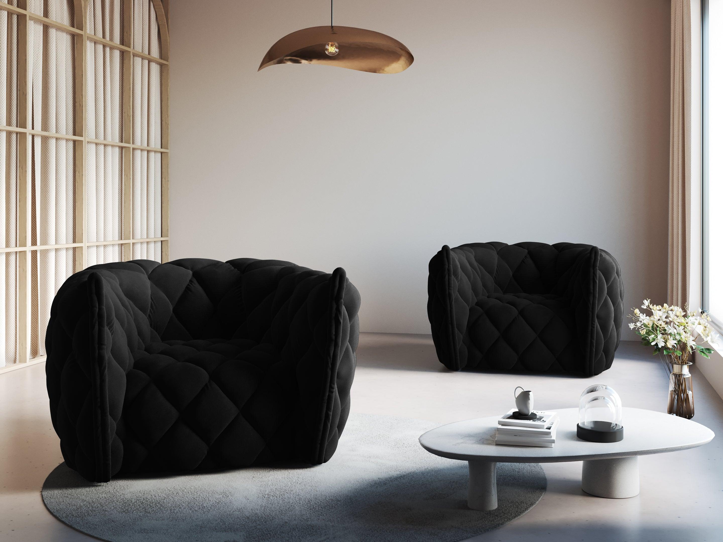 Velvet armchair FLANDRIN black - Eye on Design