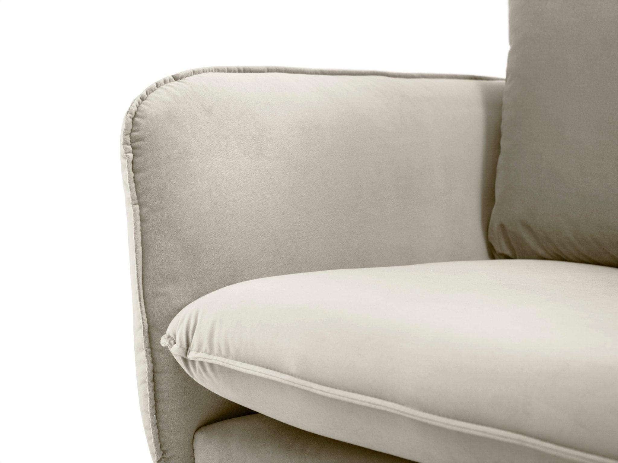 Velvet armchair VIENNA beige with black base - Eye on Design