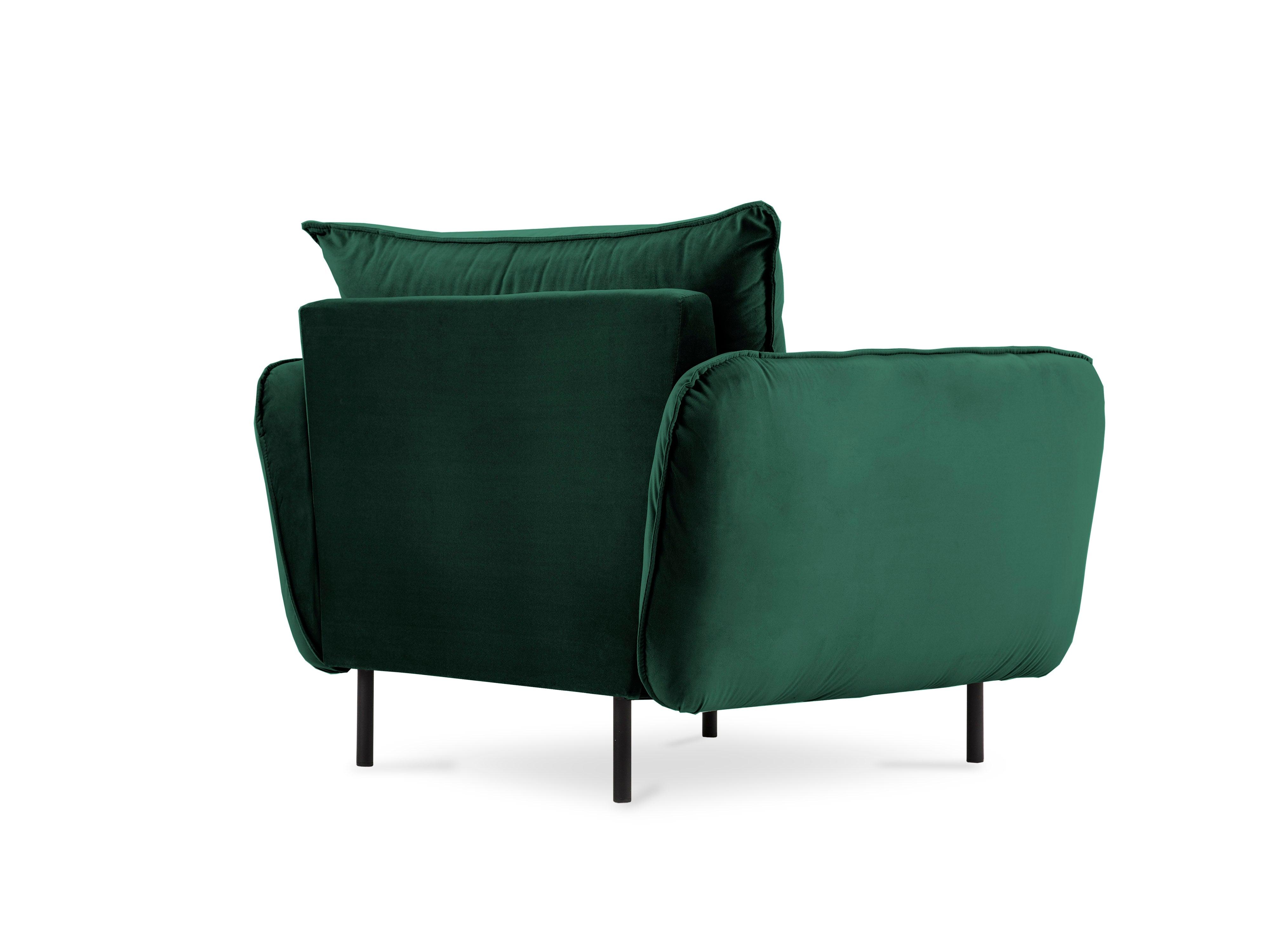 Velvet armchair VIENNA green with black base - Eye on Design