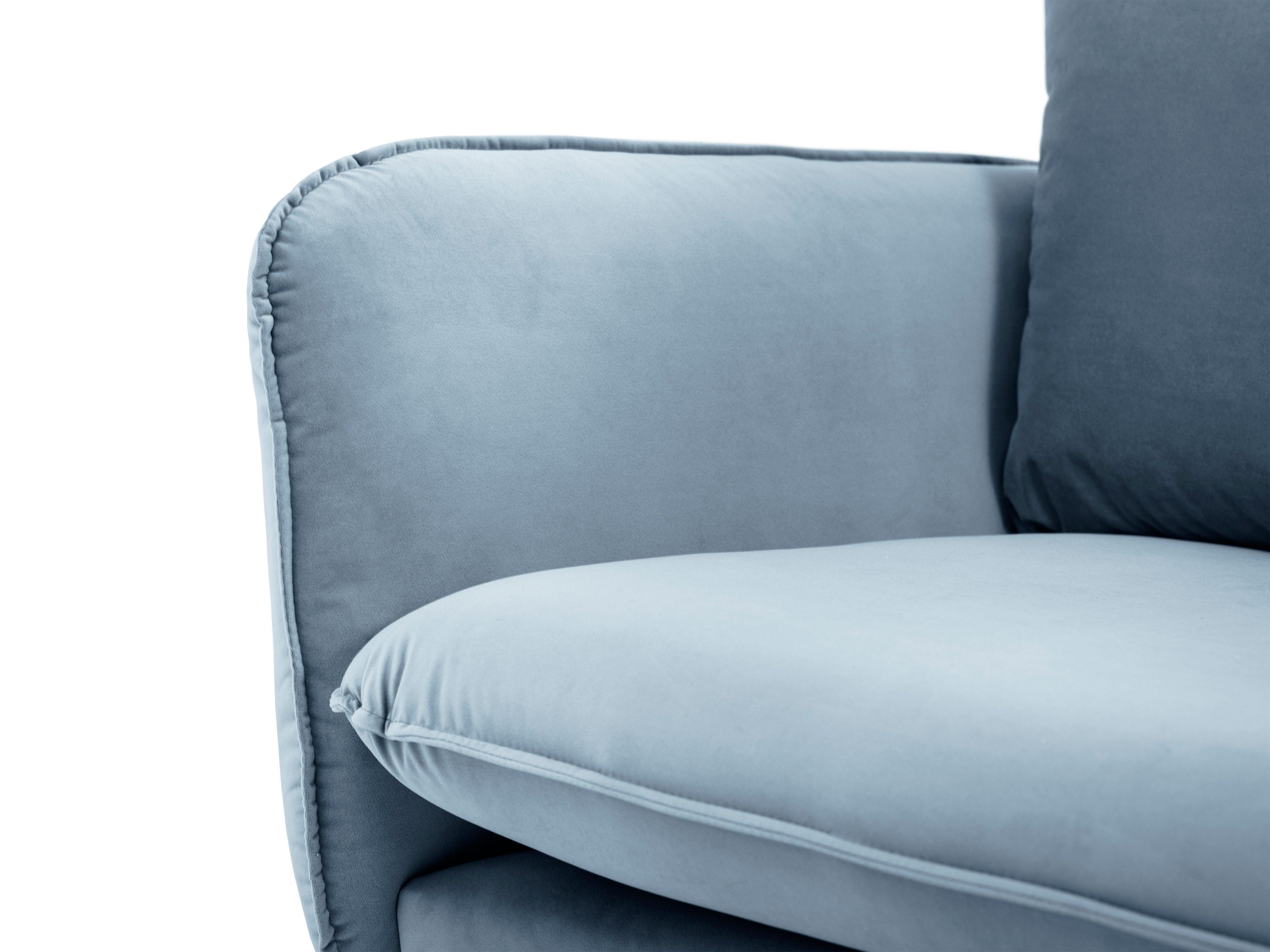 Velvet armchair VIENNA light blue with black base - Eye on Design