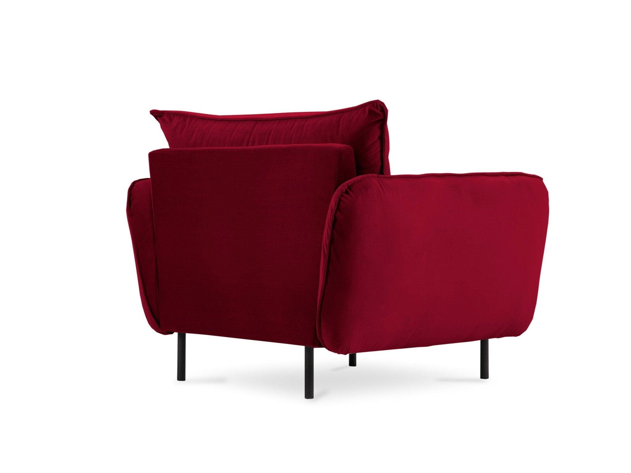 Velvet armchair VIENNA maroon with black base - Eye on Design