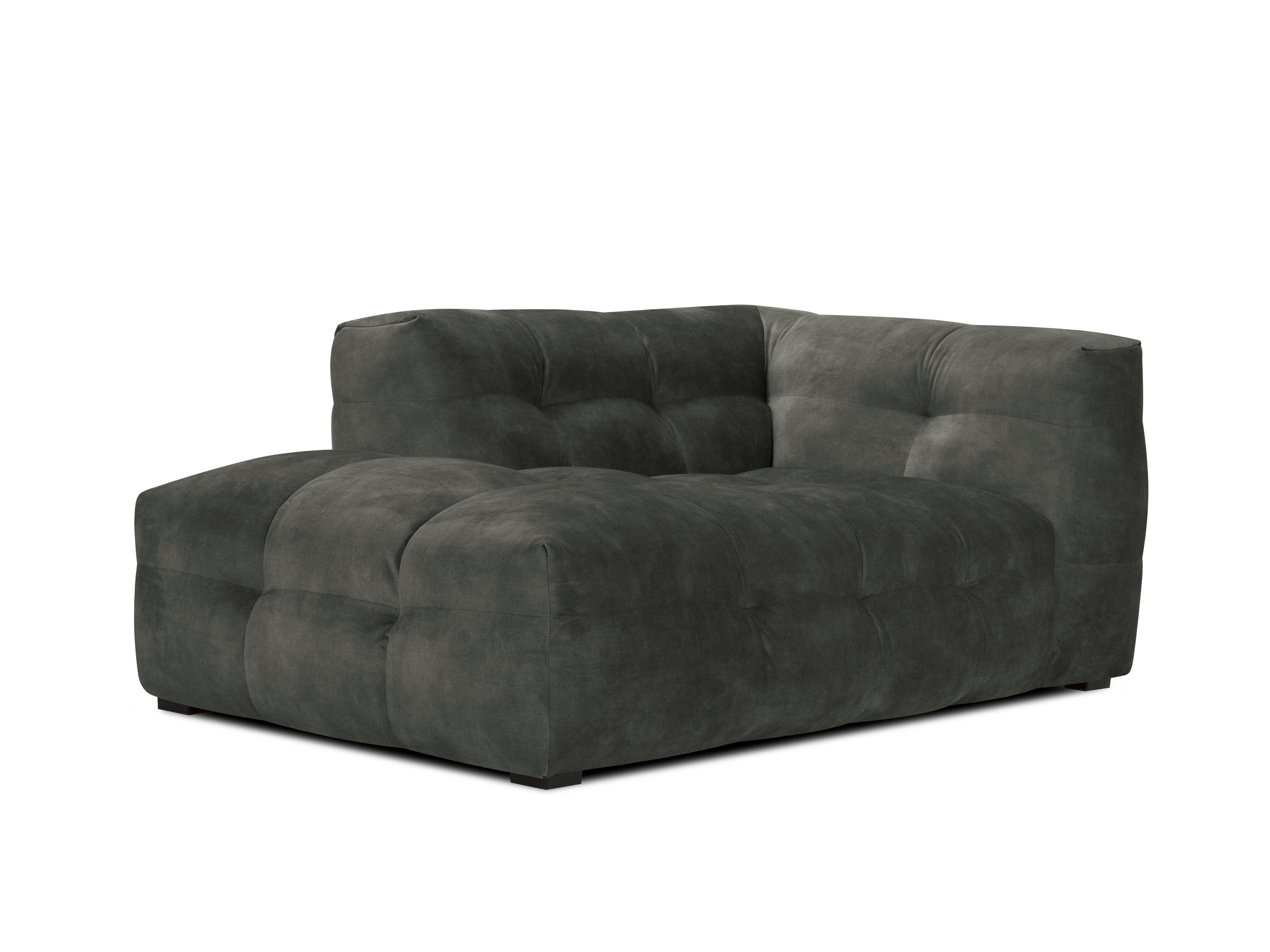 Velvet chaise longue left VESTA dark grey - Eye on Design