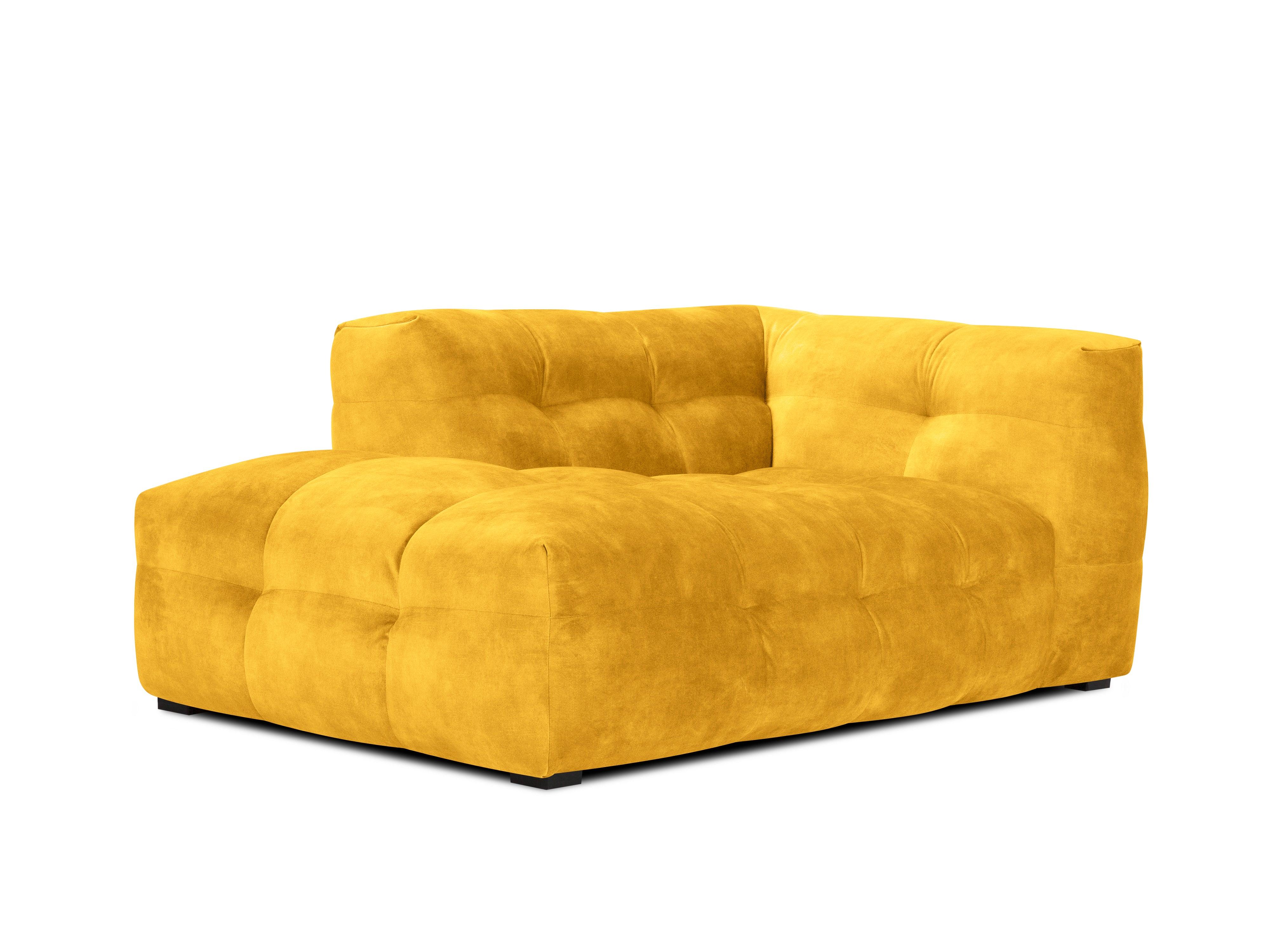 Velvet chaise longue left VESTA yellow - Eye on Design