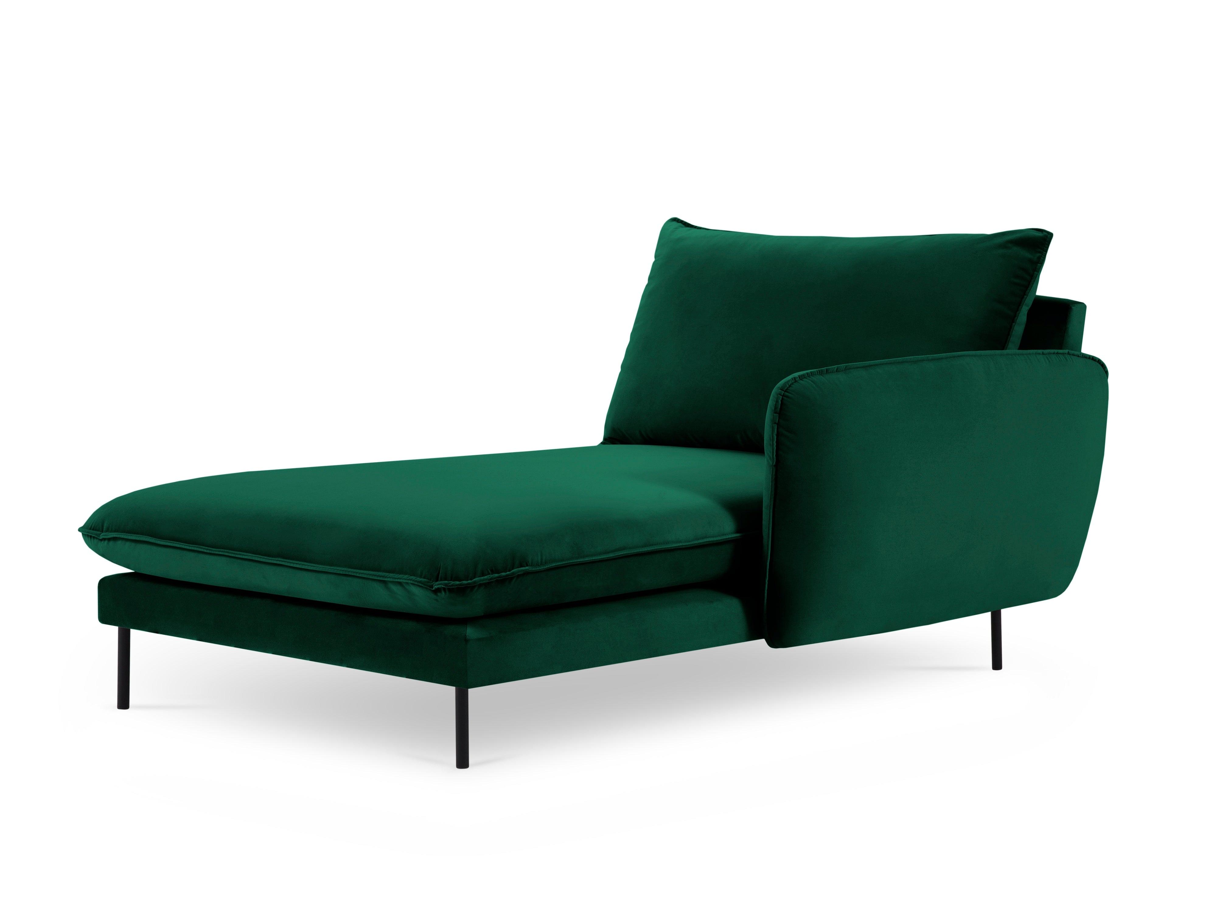 Velvet chaise longue right VIENNA green with black base - Eye on Design