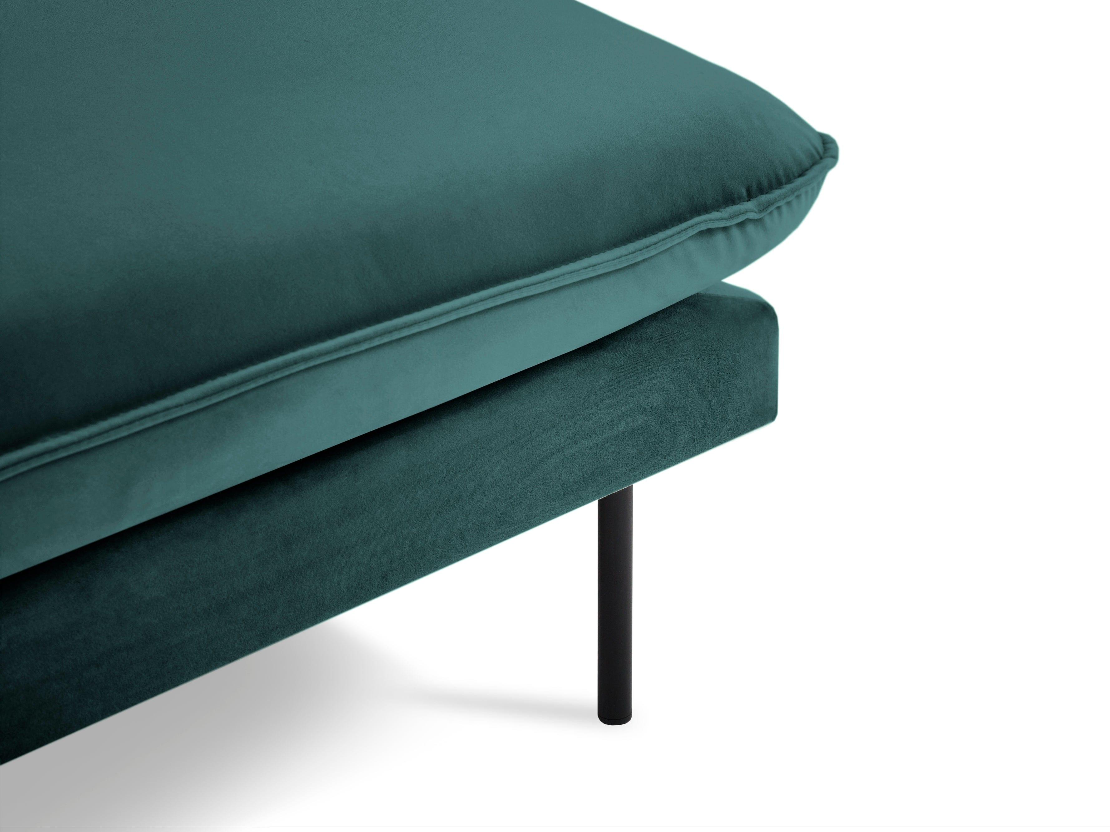 Velvet chaise longue right VIENNA marine with black base - Eye on Design