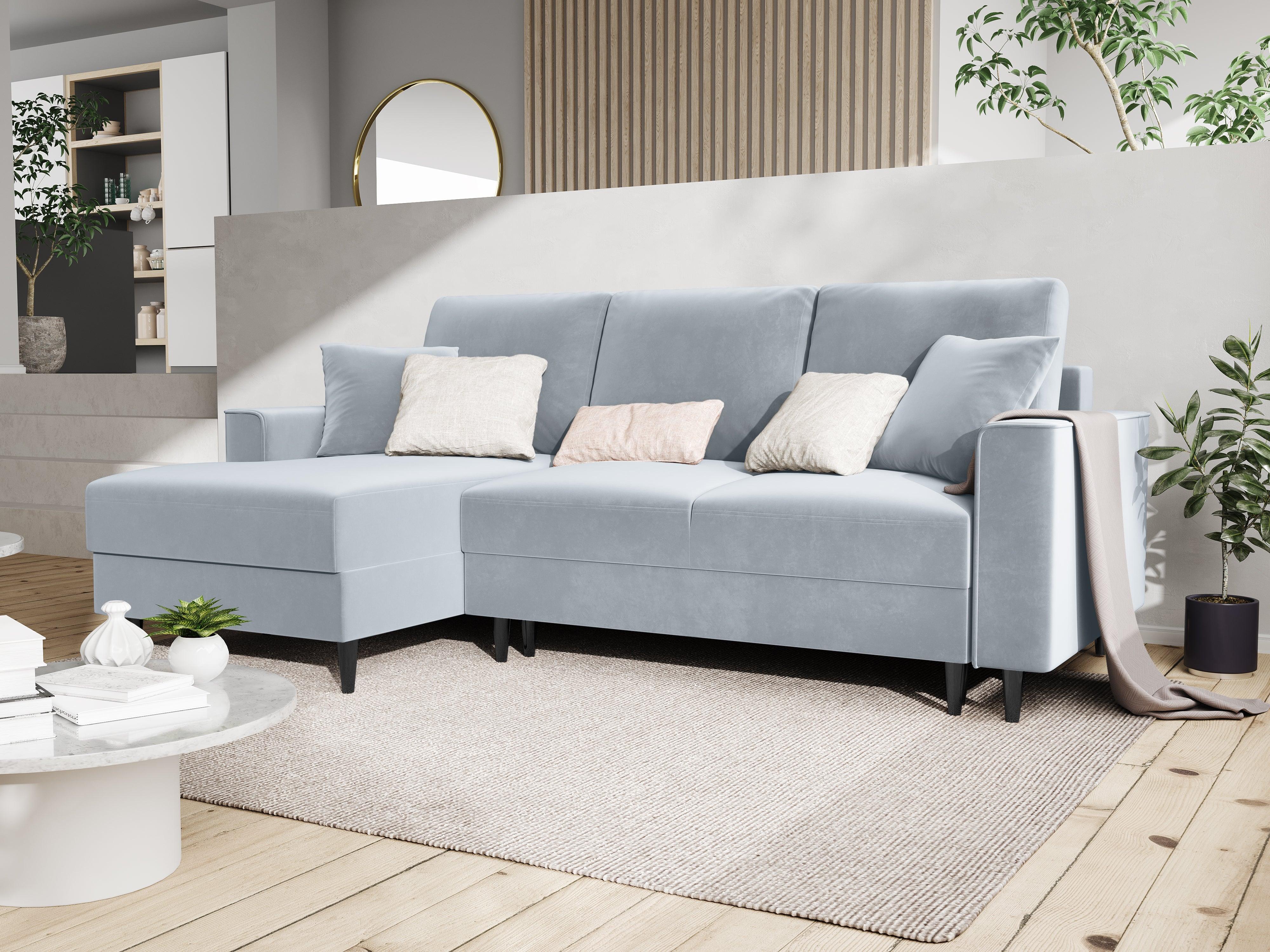 Velvet Left Corner Sofa With Bed Function And Box, "Cartadera", 4 Seats, 225x147x90
Made in Europe, Mazzini Sofas, Eye on Design