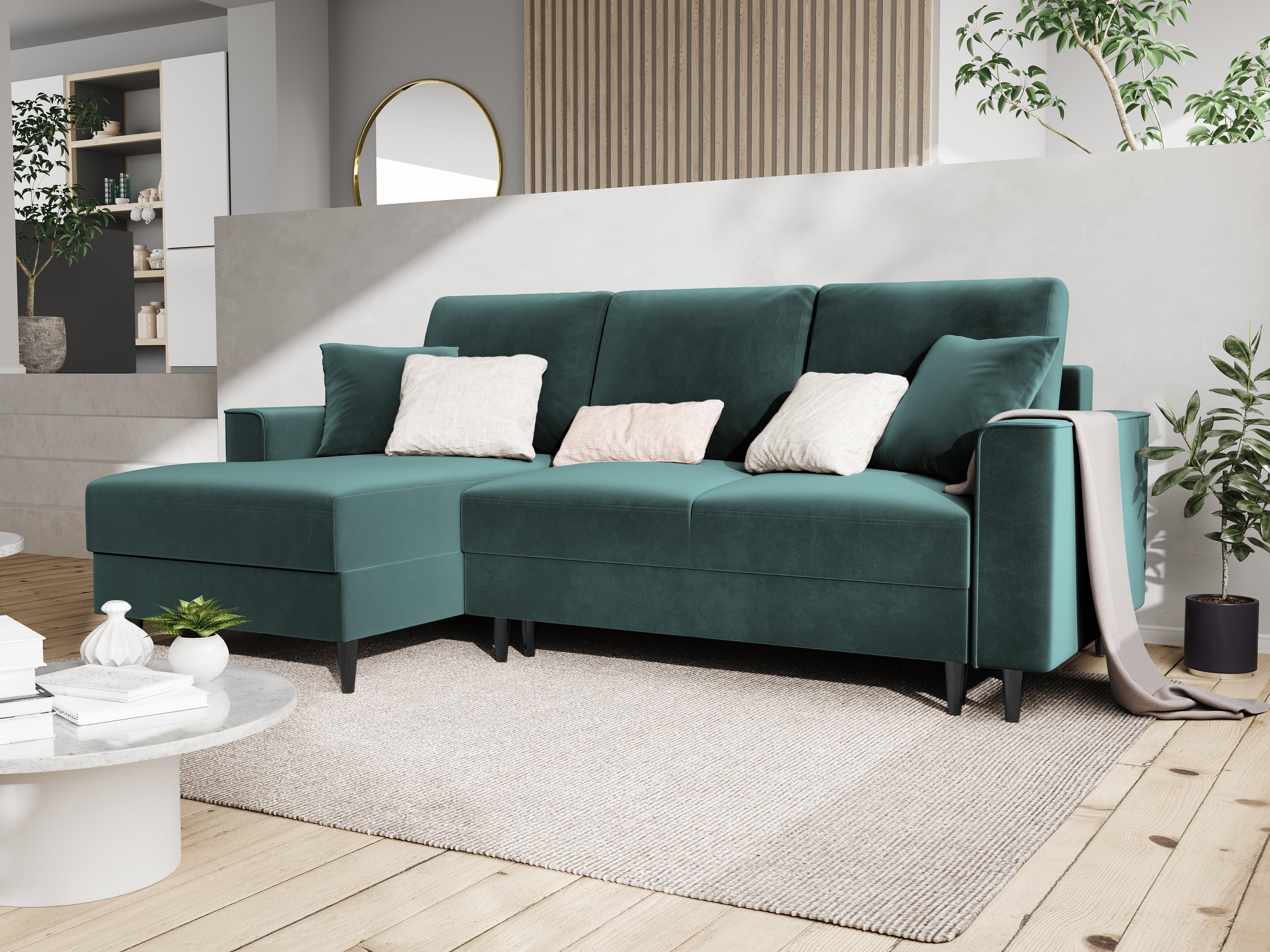 Velvet Left Corner Sofa With Bed Function And Box, "Cartadera", 4 Seats, 225x147x90
Made in Europe, Mazzini Sofas, Eye on Design