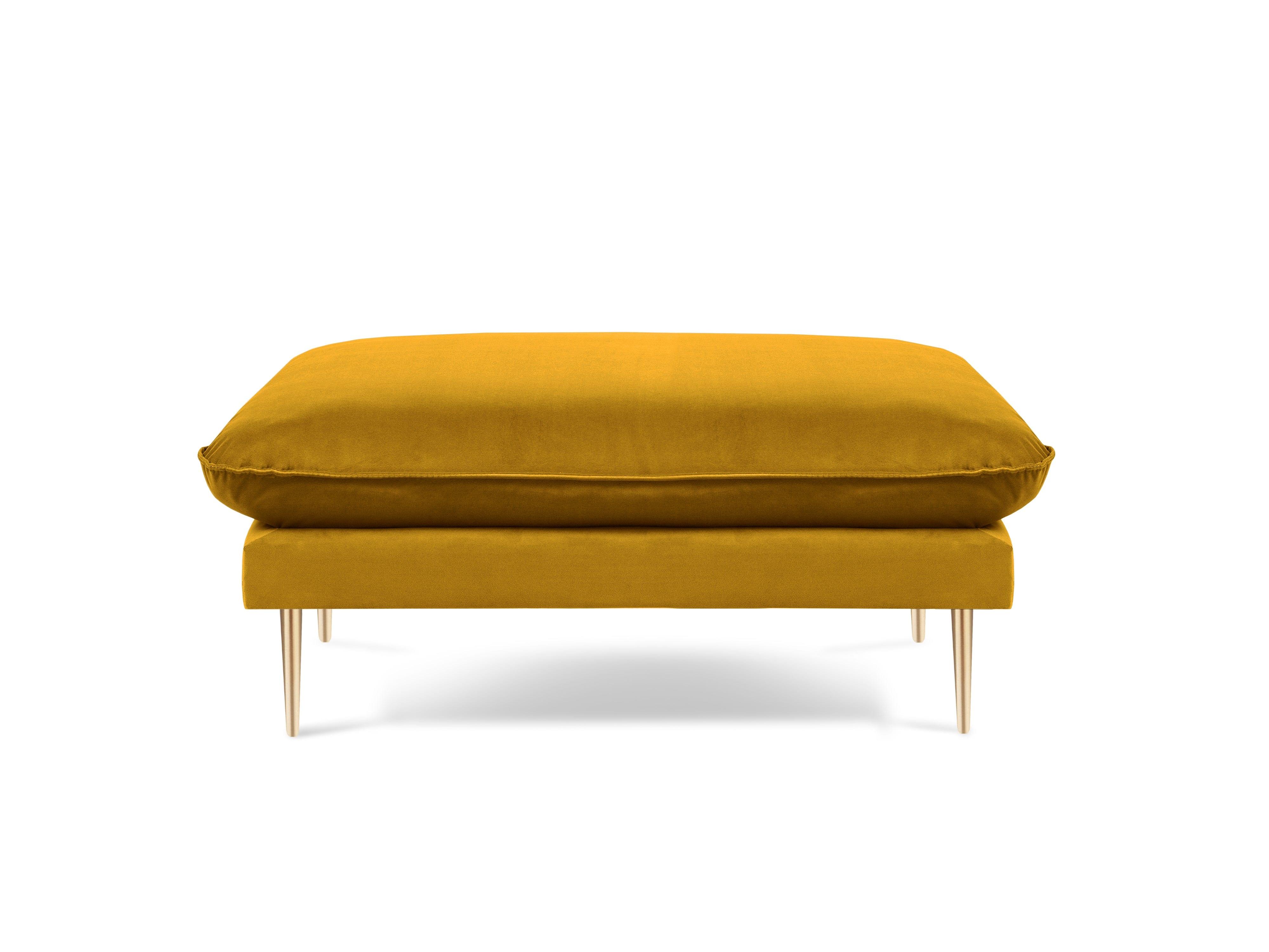 Velvet pouffe VIENNA yellow with gold base - Eye on Design