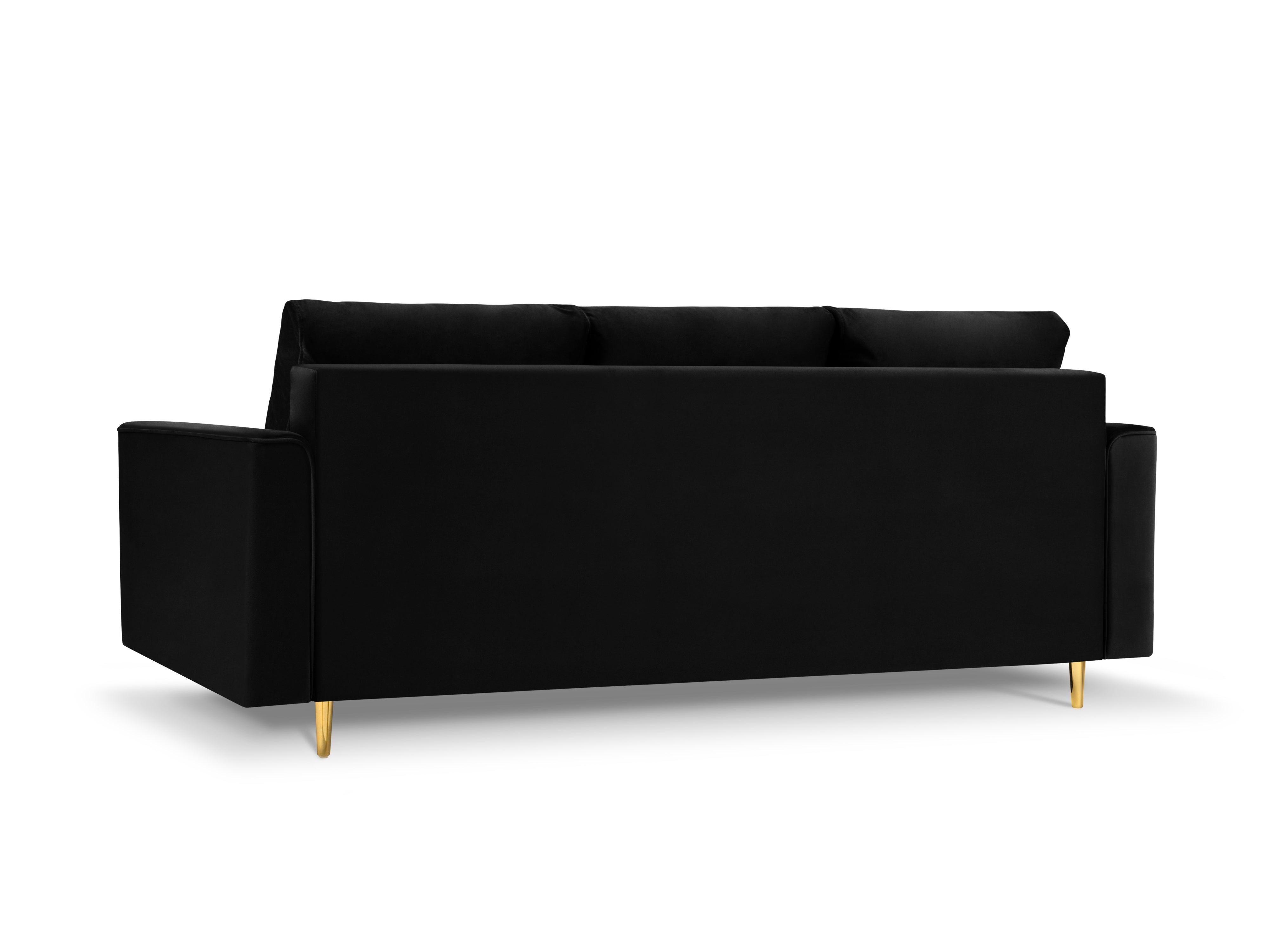 Sofa aksamitna z funkcją spania CARTADERA czarny ze złotą podstawą, Mazzini Sofas, Eye on Design