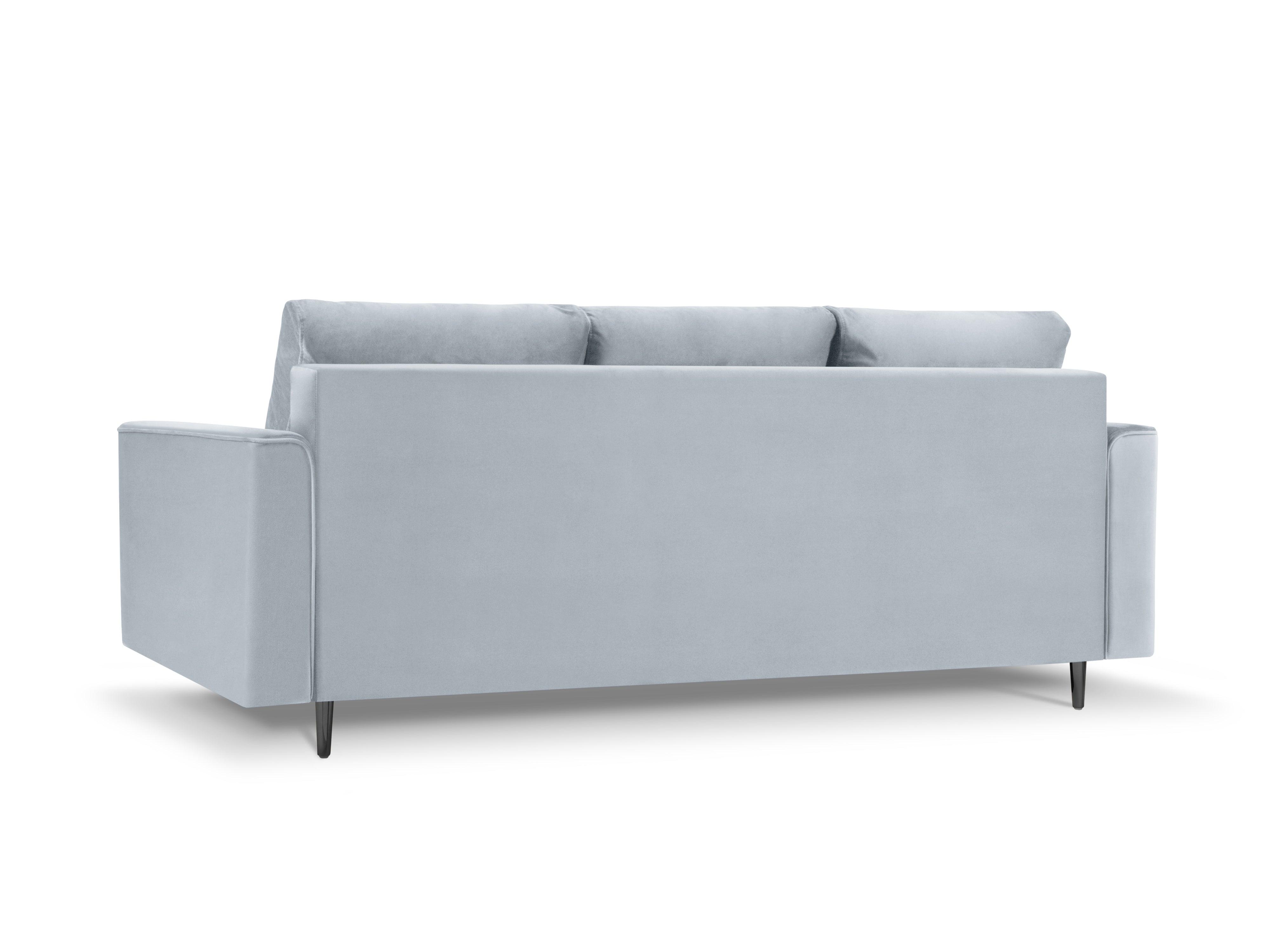 Sofa aksamitna z funkcją spania CARTADERA błękitny z czarną podstawą, Mazzini Sofas, Eye on Design