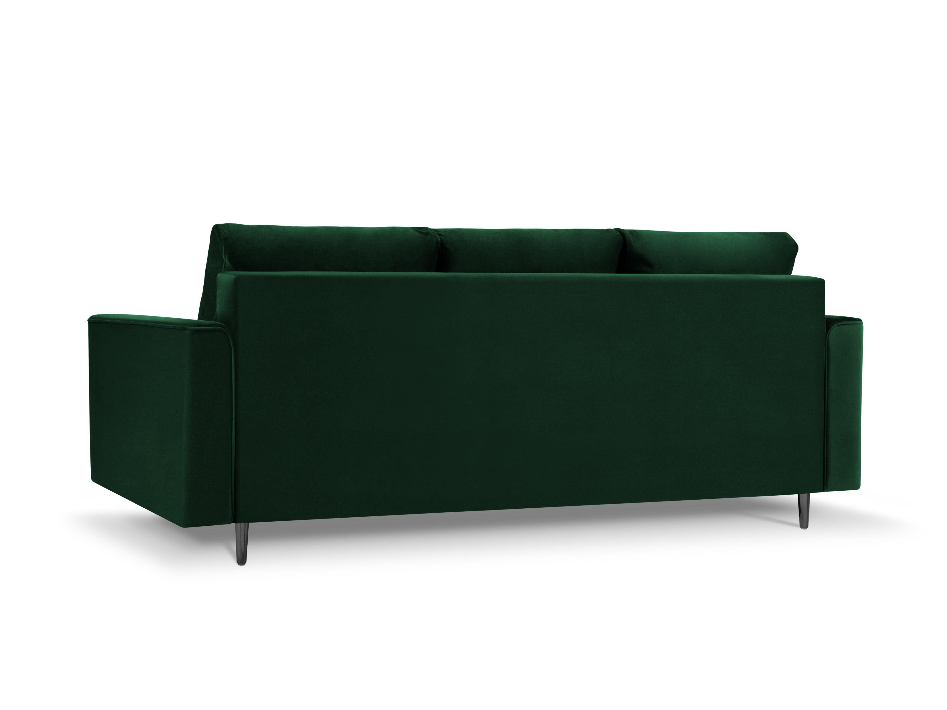 Sofa aksamitna z funkcją spania CARTADERA butelkowa zieleń z czarną podstawą, Mazzini Sofas, Eye on Design