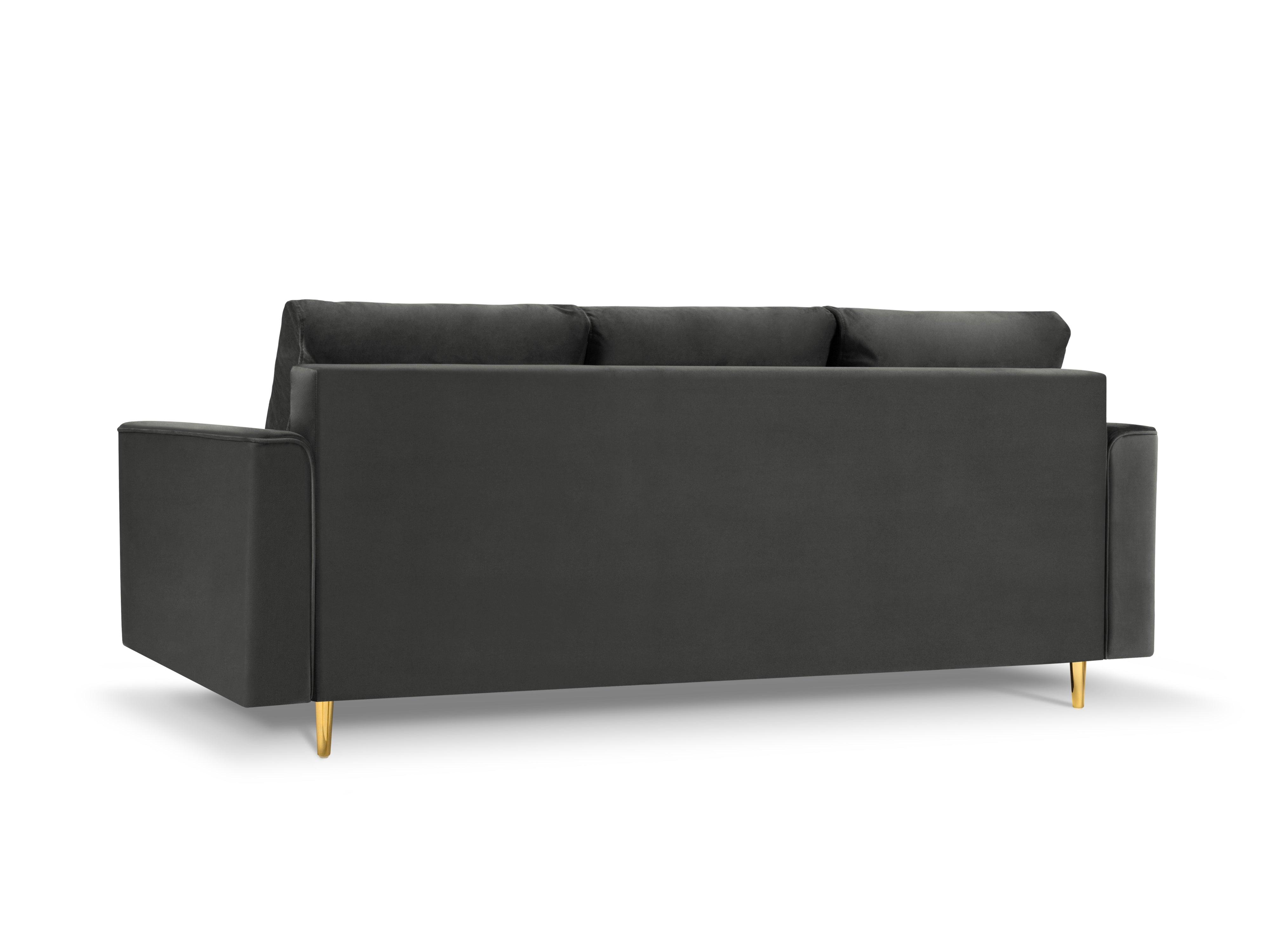 Sofa aksamitna z funkcją spania CARTADERA ciemnoszary ze złotą podstawą, Mazzini Sofas, Eye on Design