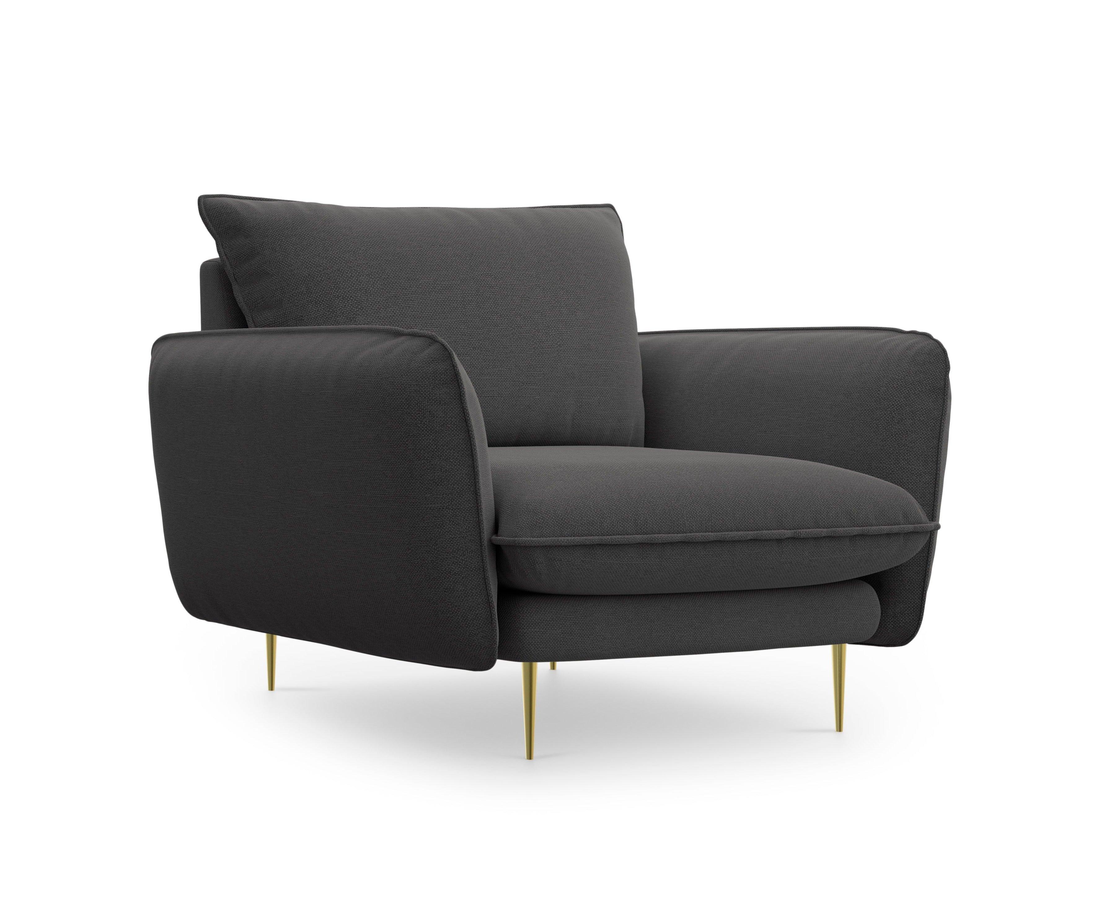 VIENNA armchair dark grey with gold base - Eye on Design