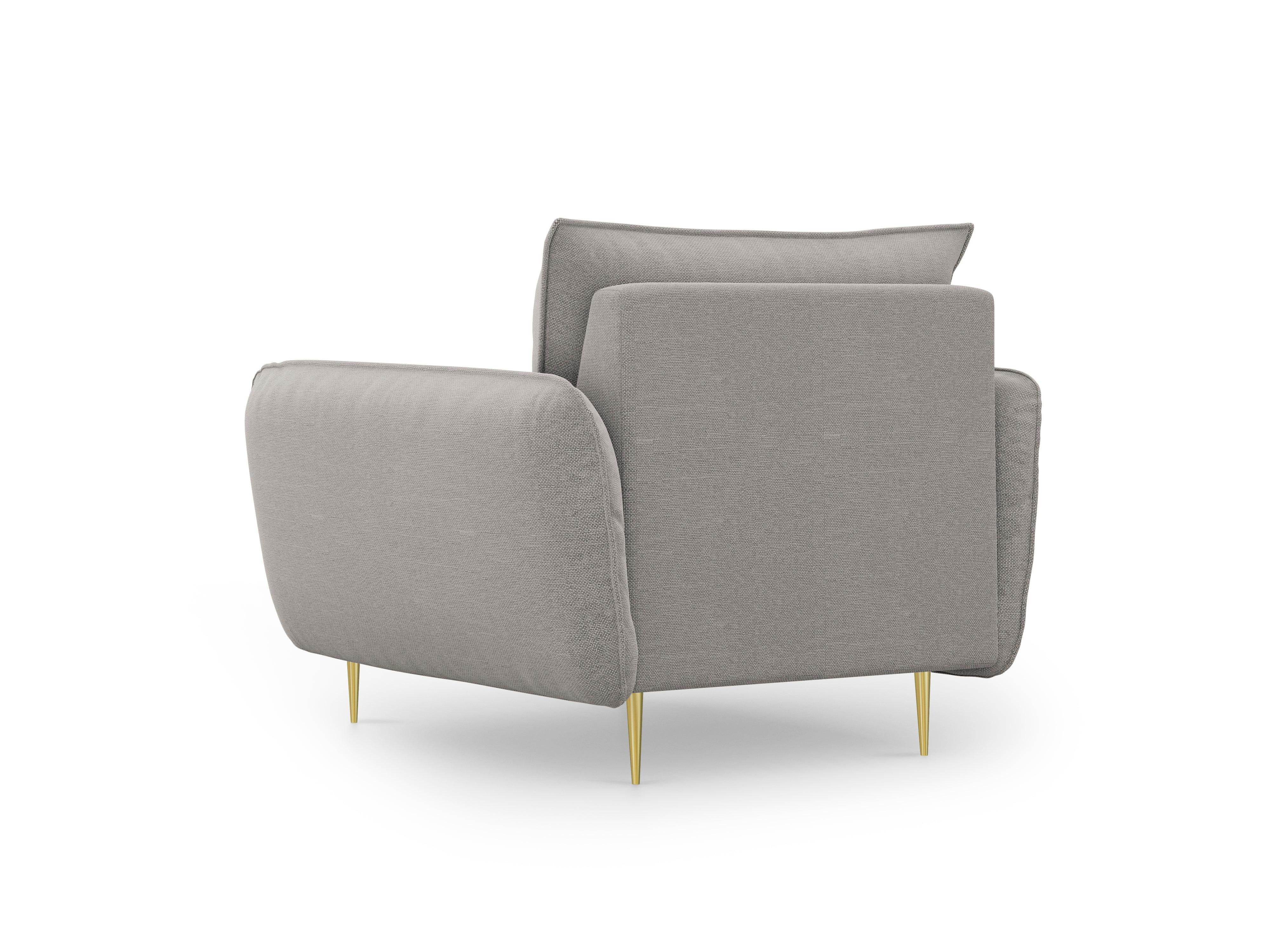 VIENNA armchair light grey with gold base - Eye on Design