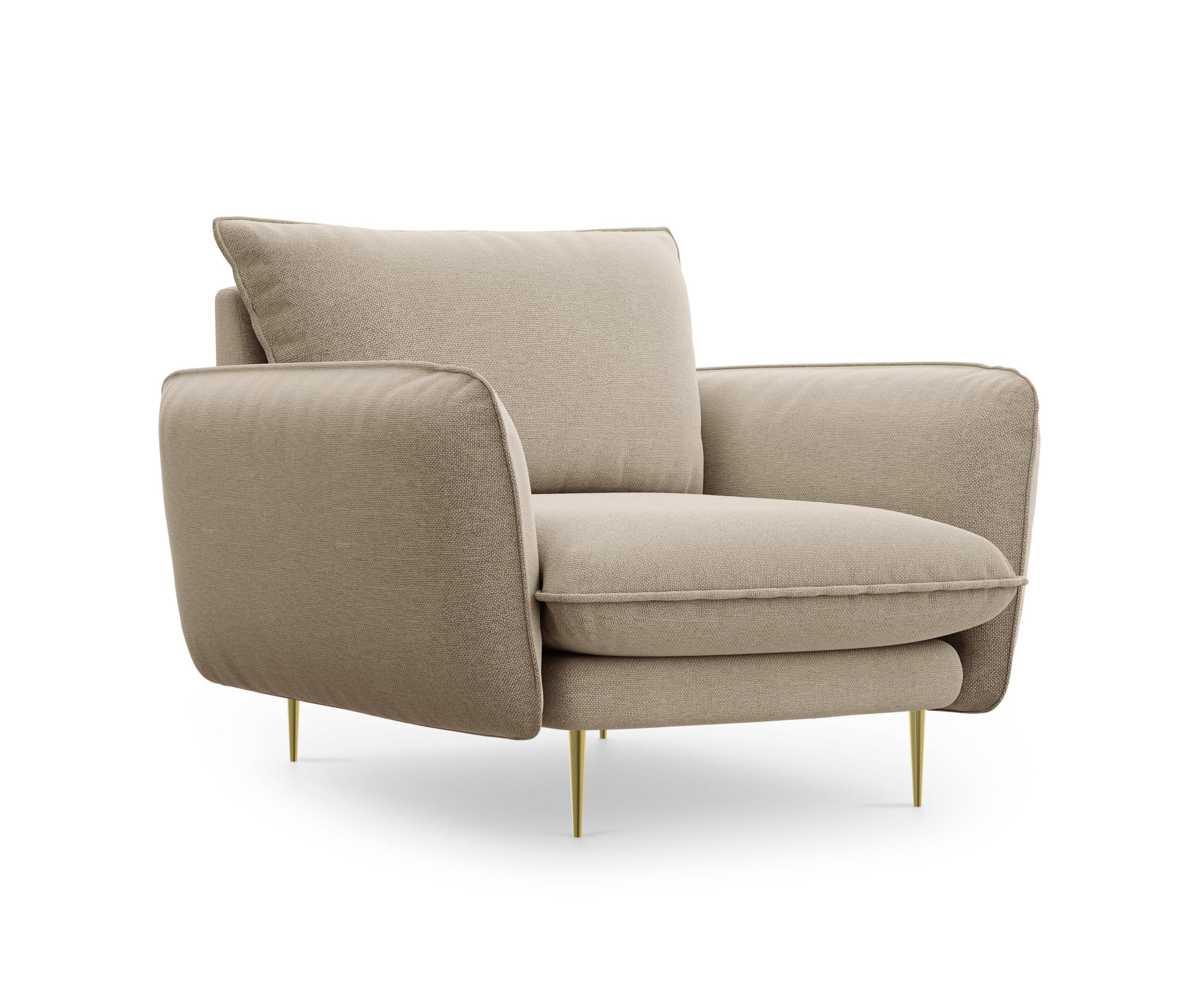 VIENNA beige armchair with gold base - Eye on Design