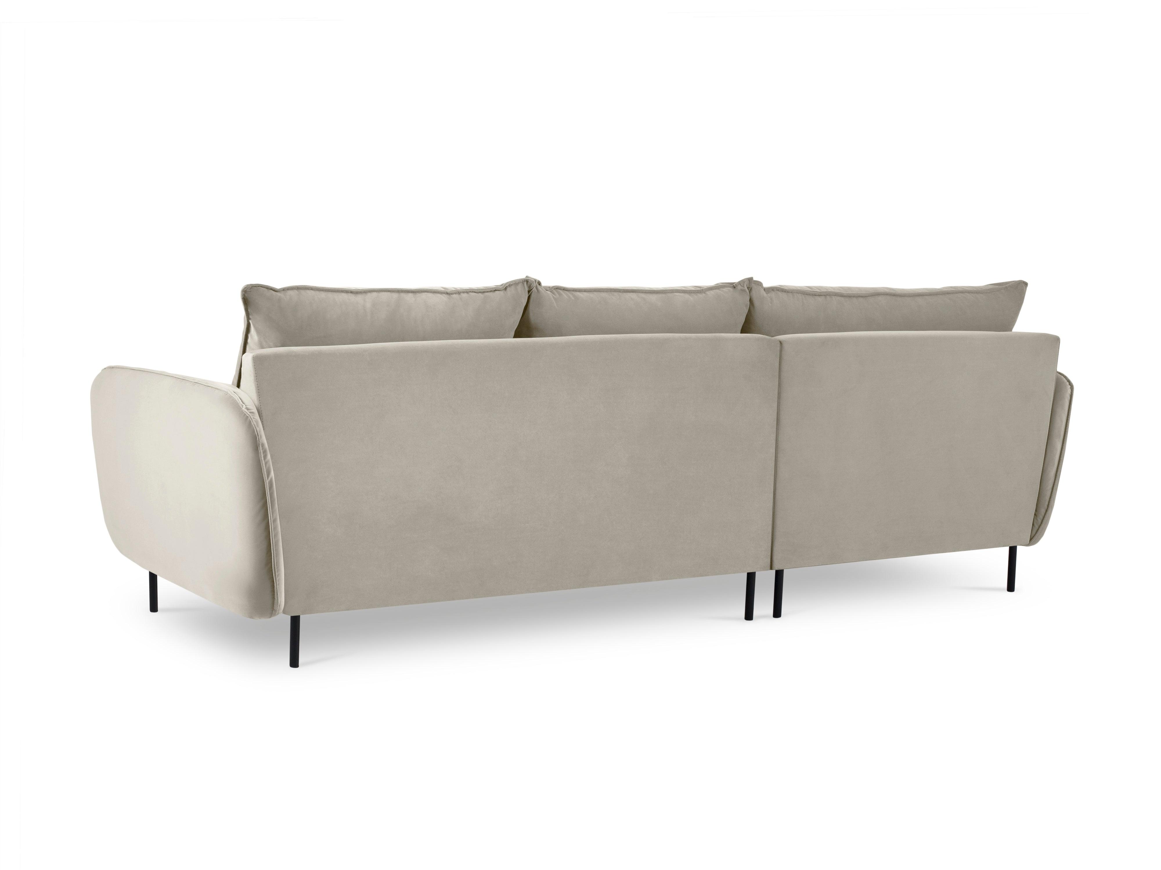 VIENNA left-hand velvet corner sofa beige with black base - Eye on Design