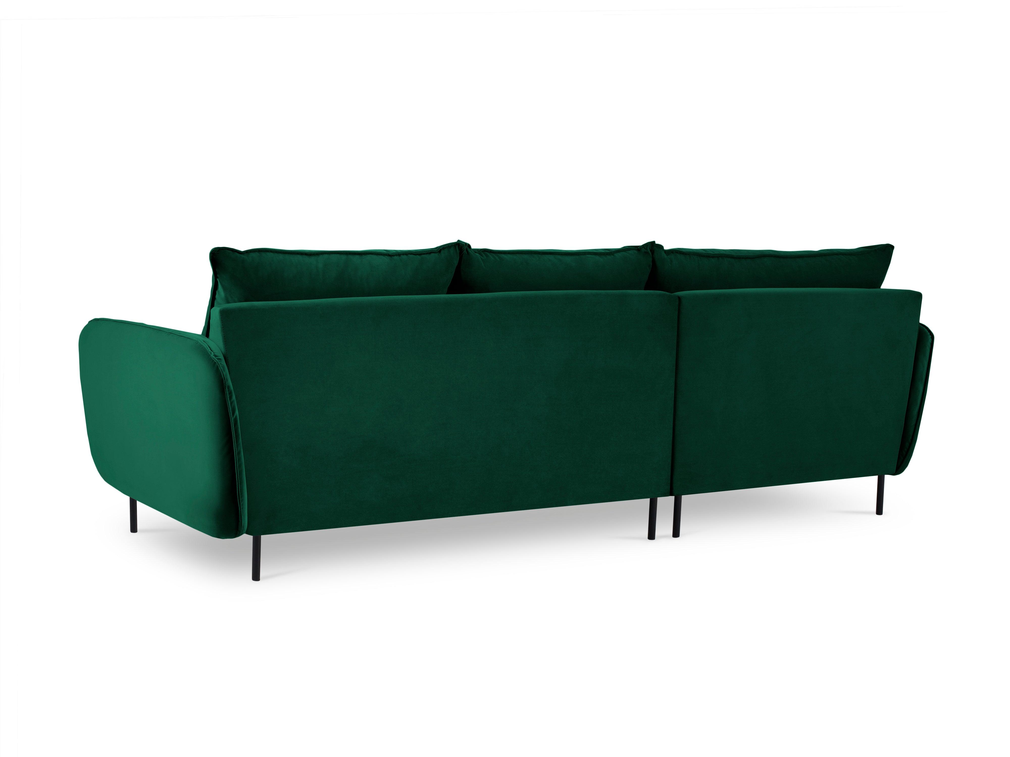 VIENNA left-hand velvet corner sofa green with black base - Eye on Design