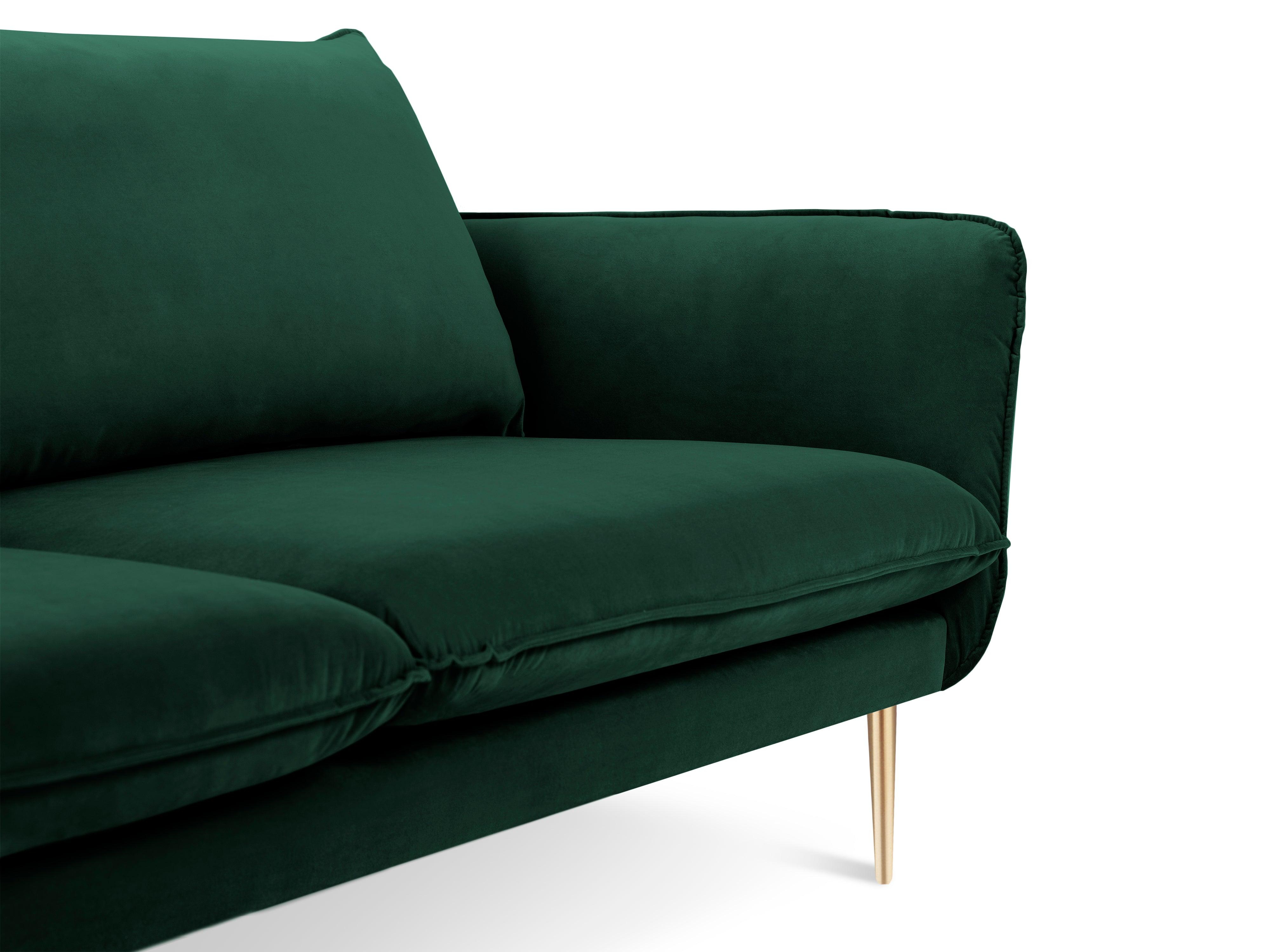 VIENNA left-hand velvet corner sofa green with gold base - Eye on Design