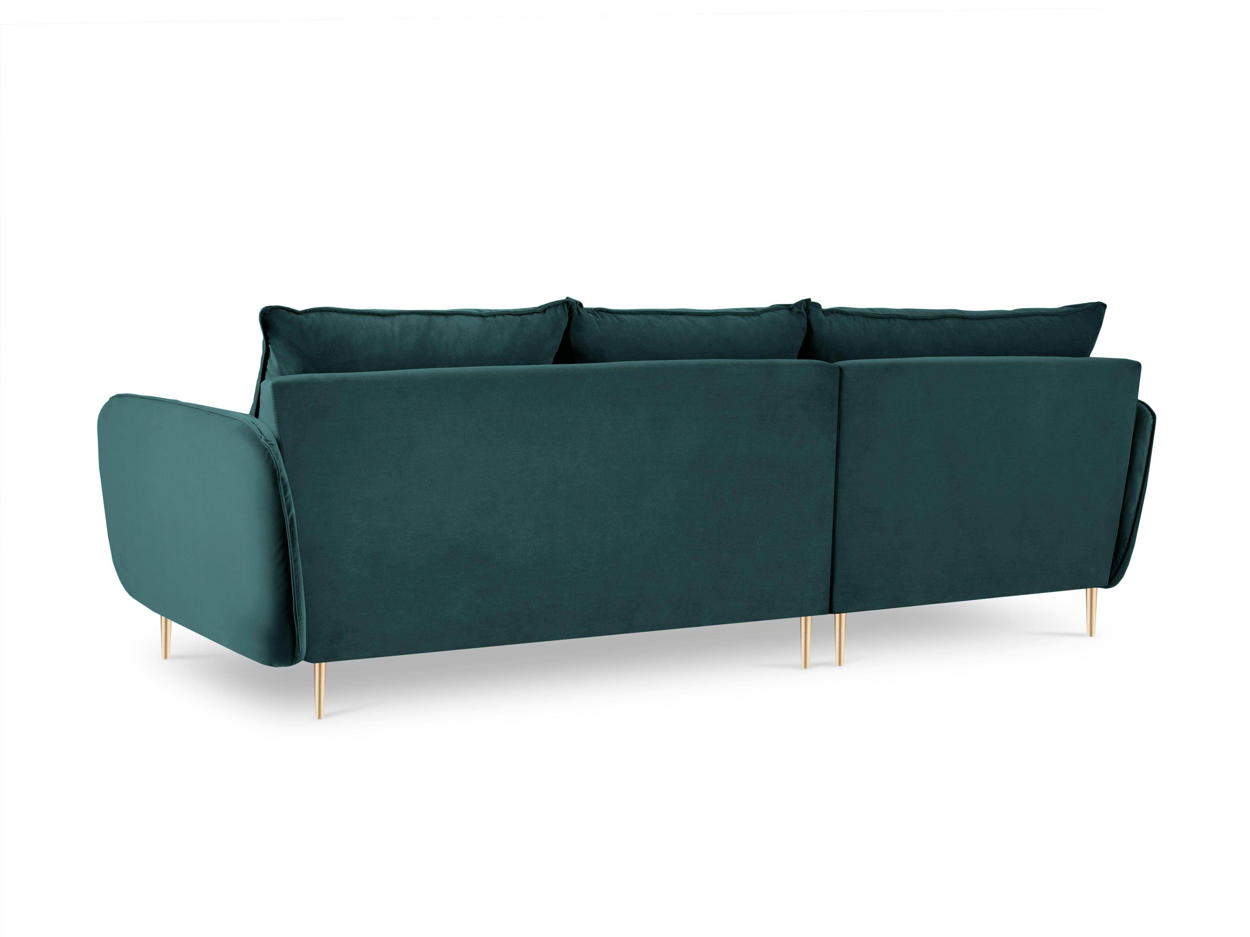 VIENNA left-hand velvet corner sofa marine with gold base - Eye on Design