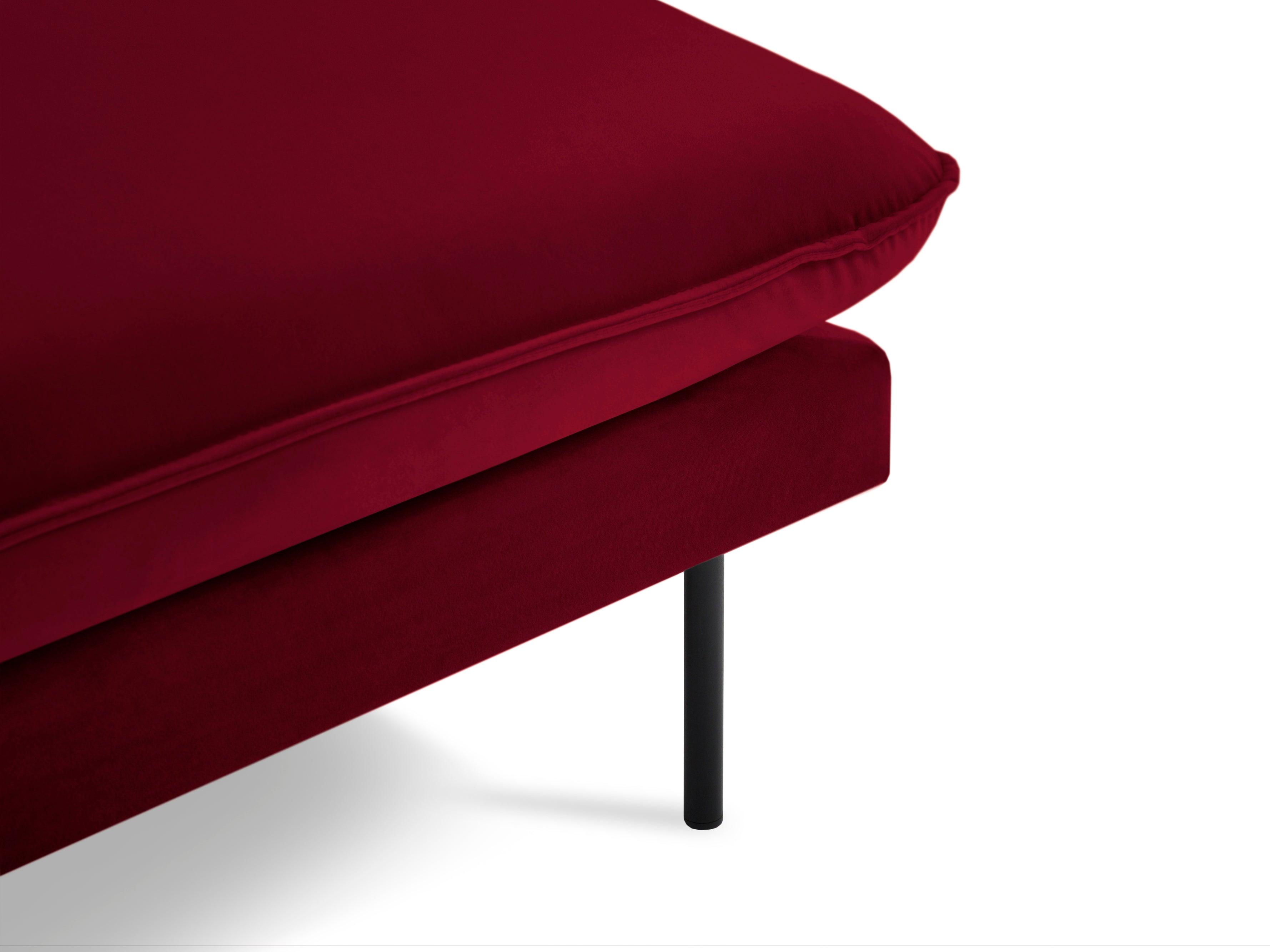 VIENNA left-hand velvet corner sofa maroon with black base - Eye on Design