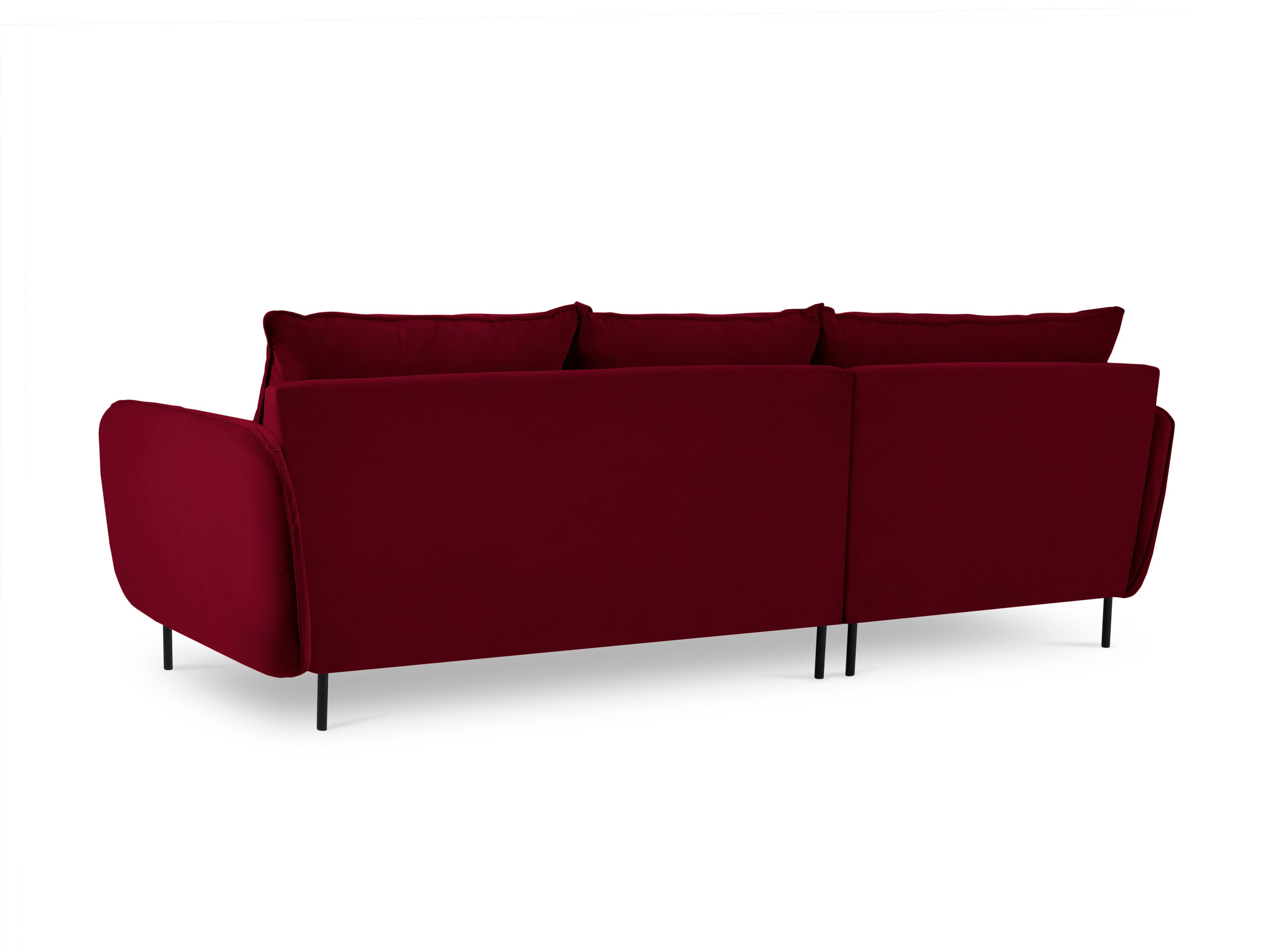 VIENNA left-hand velvet corner sofa maroon with black base - Eye on Design