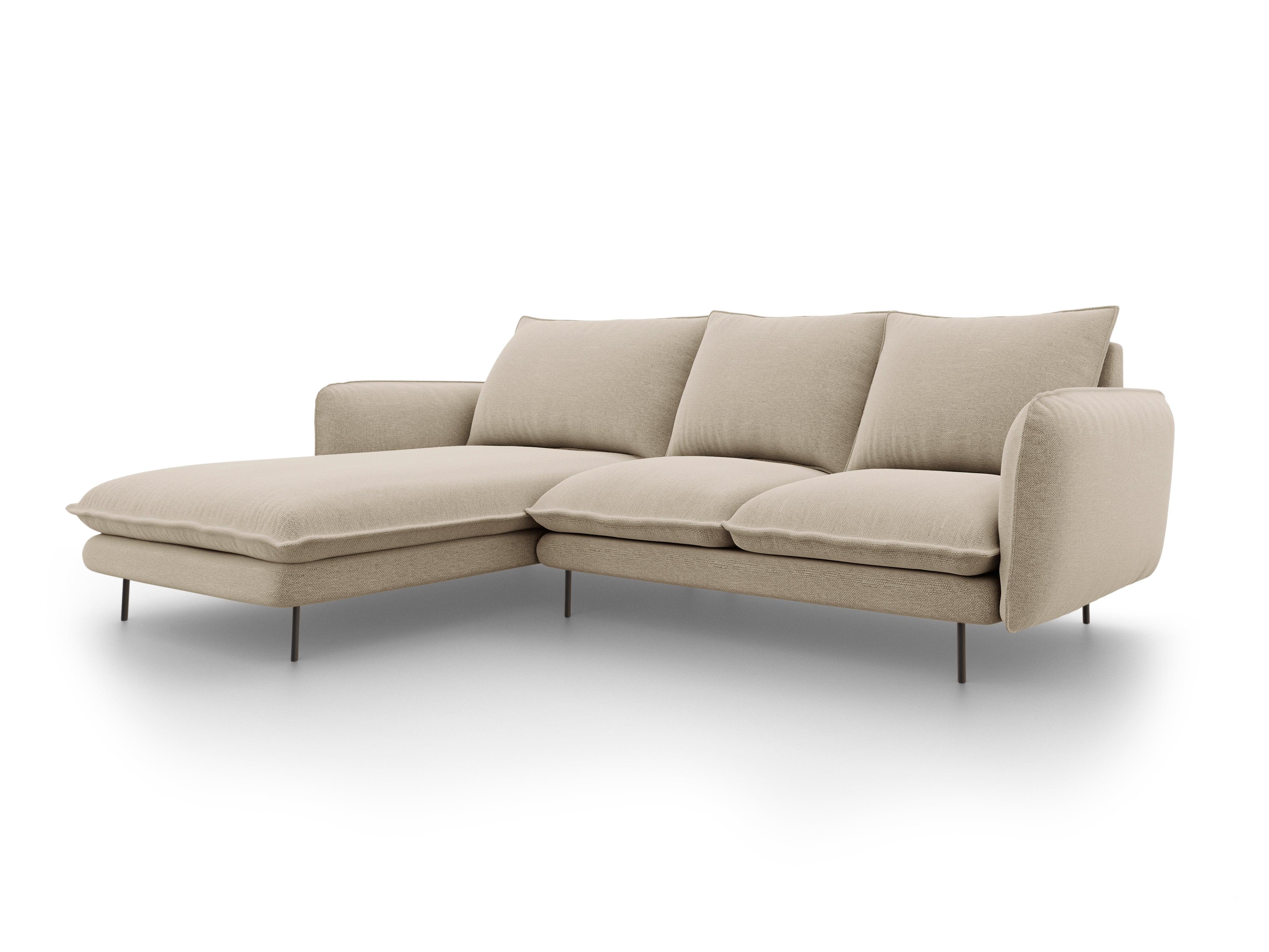 VIENNA left side corner sofa beige with black base - Eye on Design