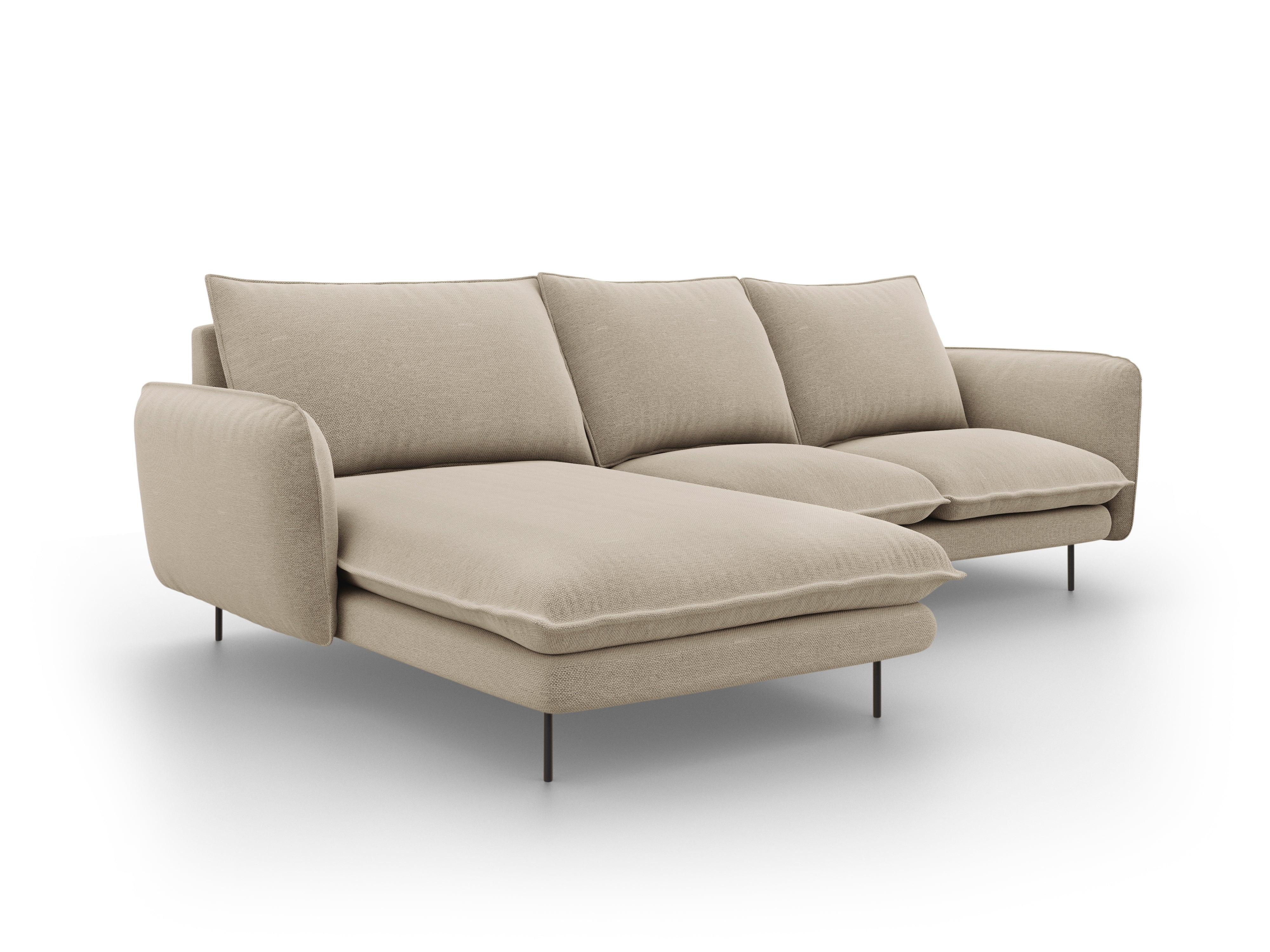 VIENNA left side corner sofa beige with black base - Eye on Design