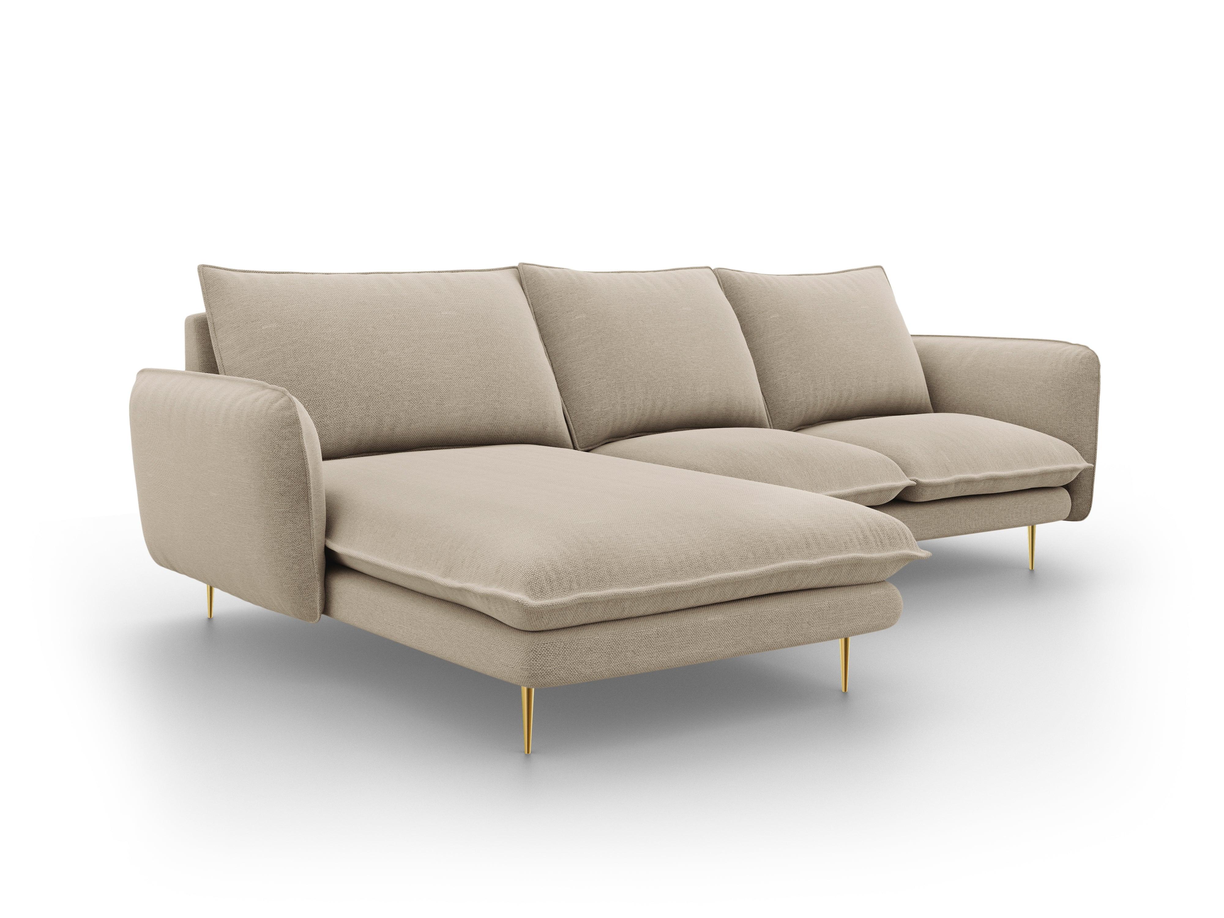 VIENNA left side corner sofa beige with gold base - Eye on Design