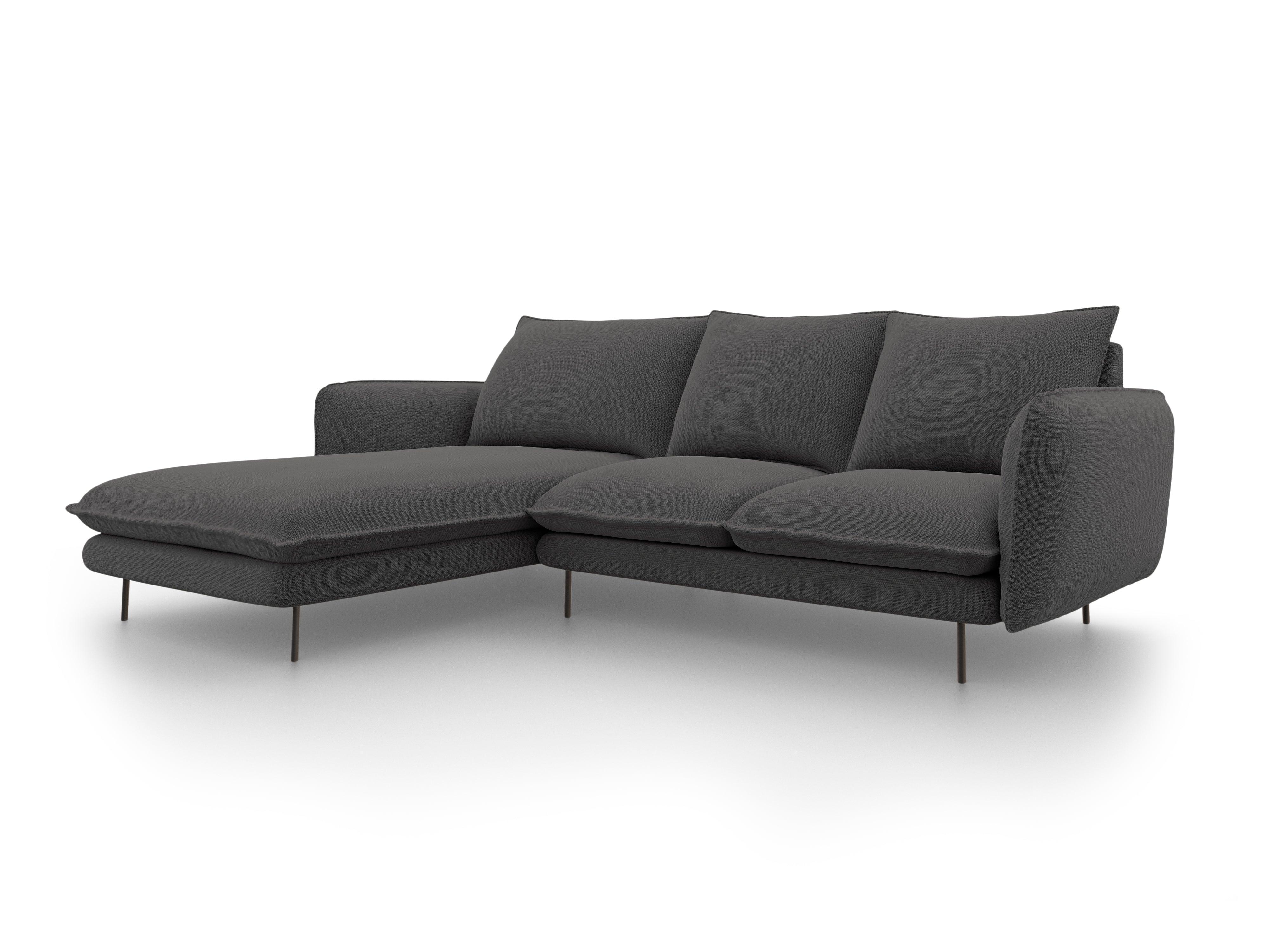 VIENNA left side corner sofa dark grey with black base - Eye on Design