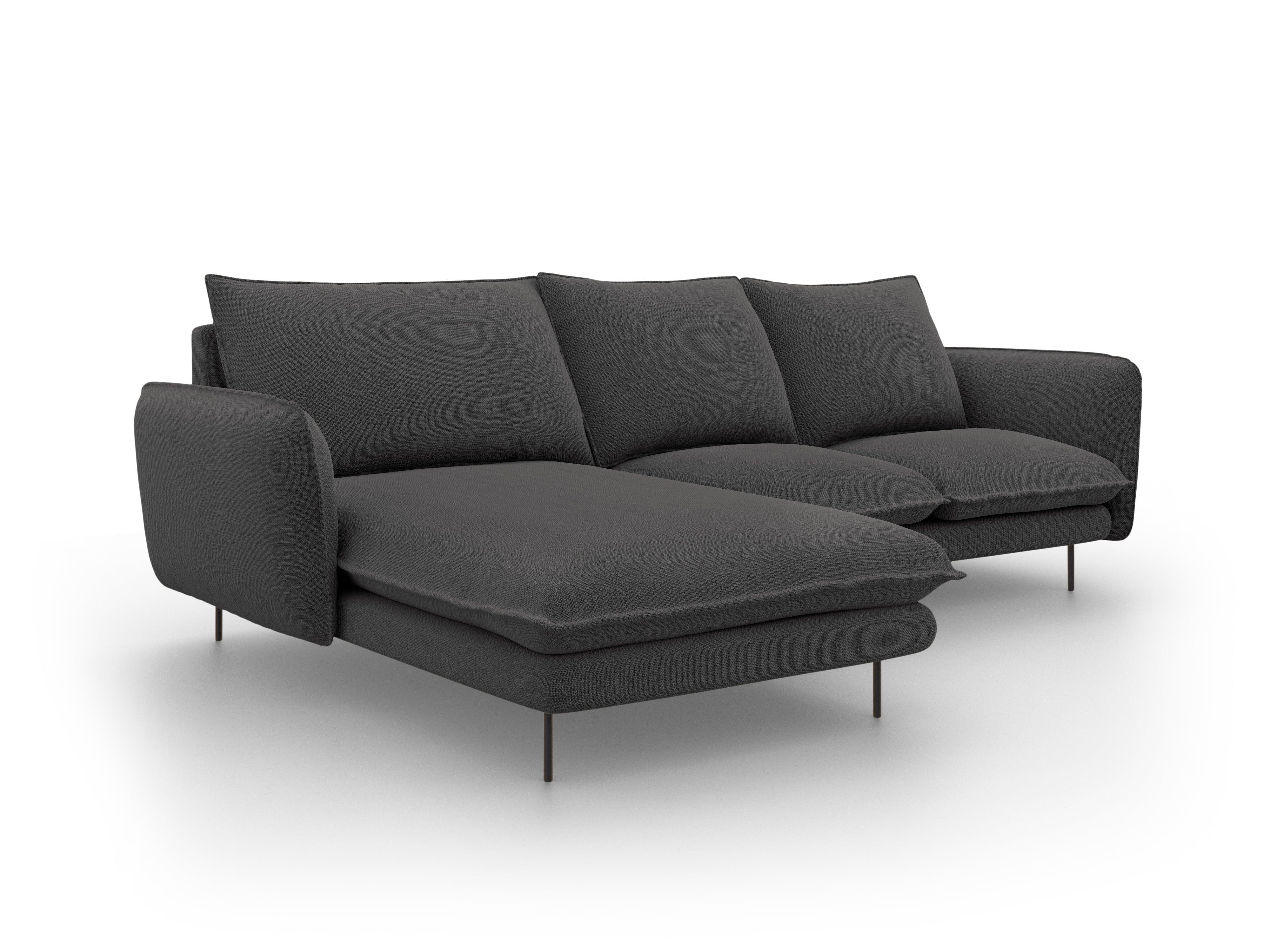 VIENNA left side corner sofa dark grey with black base - Eye on Design