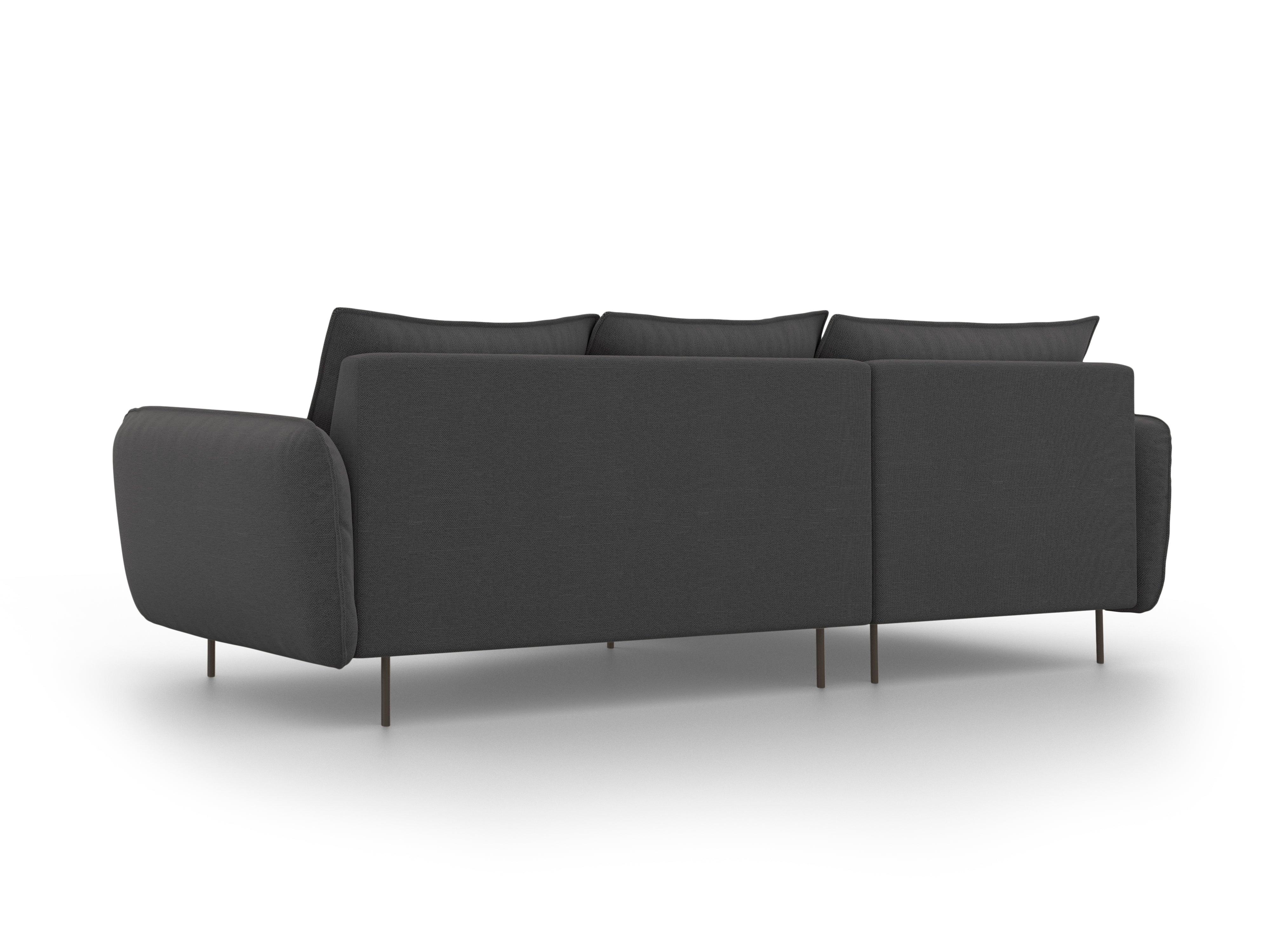 VIENNA left side corner sofa dark grey with black base - Eye on Design