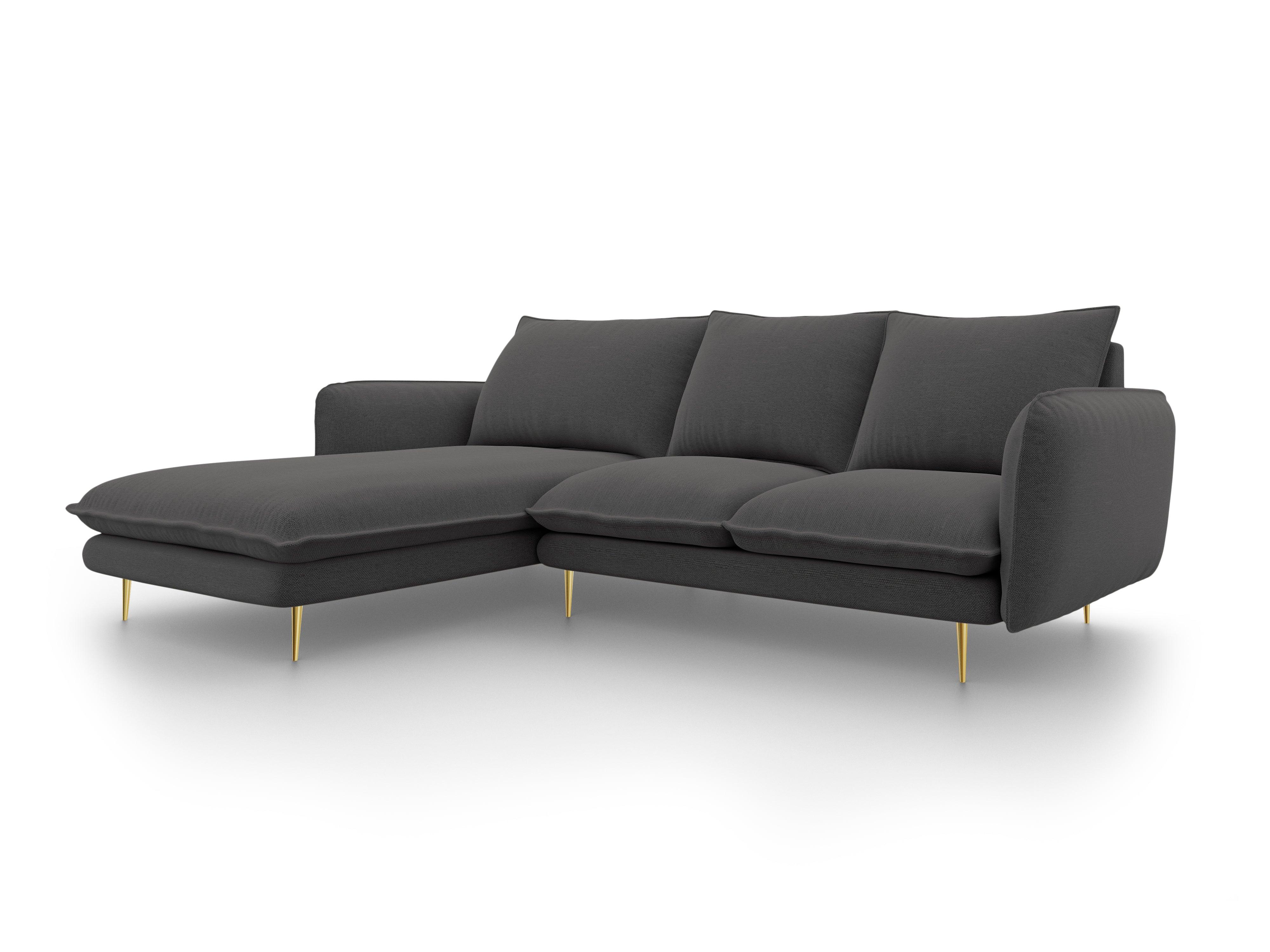 VIENNA left side corner sofa dark grey with gold base - Eye on Design