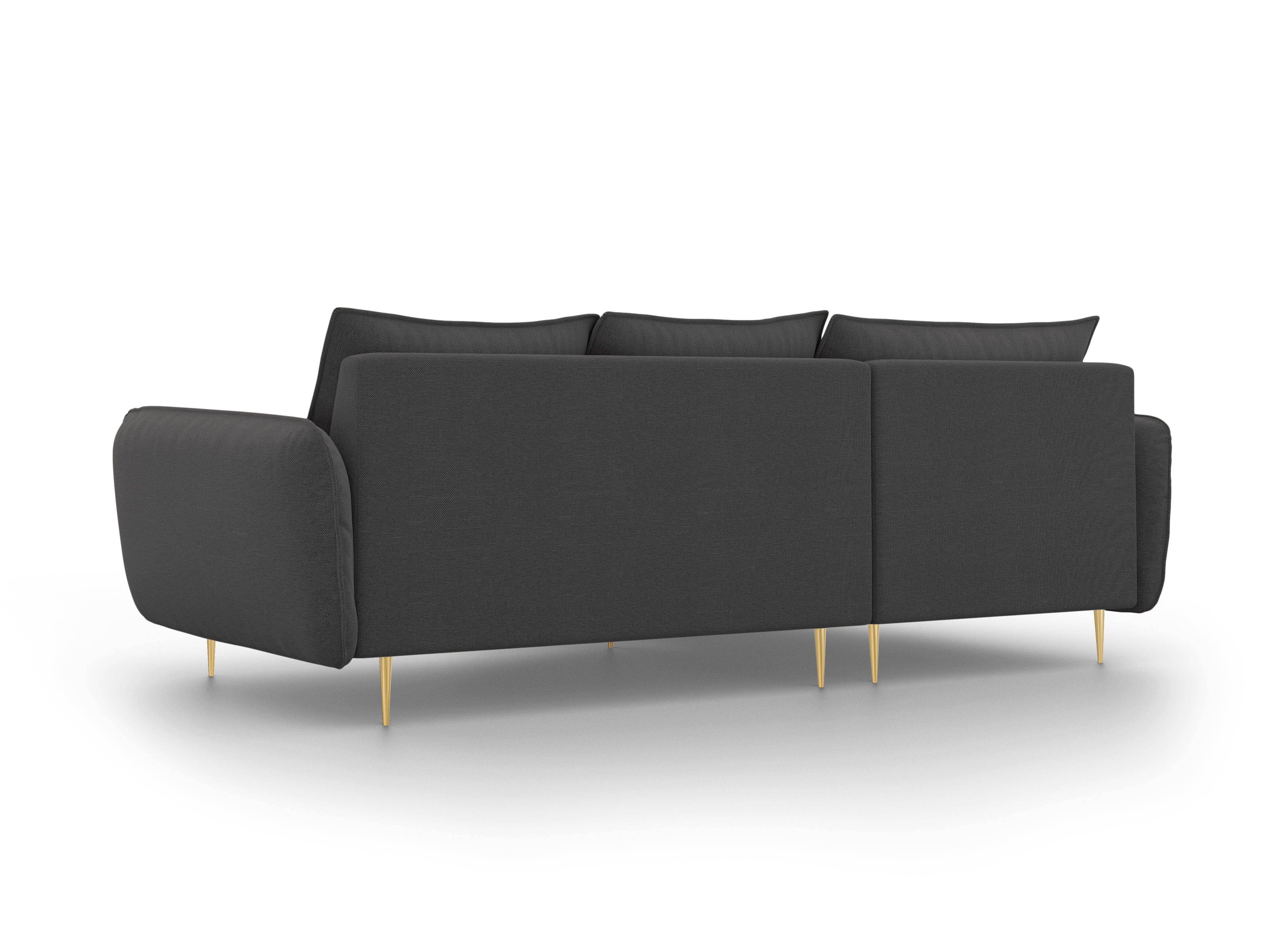 VIENNA left side corner sofa dark grey with gold base - Eye on Design