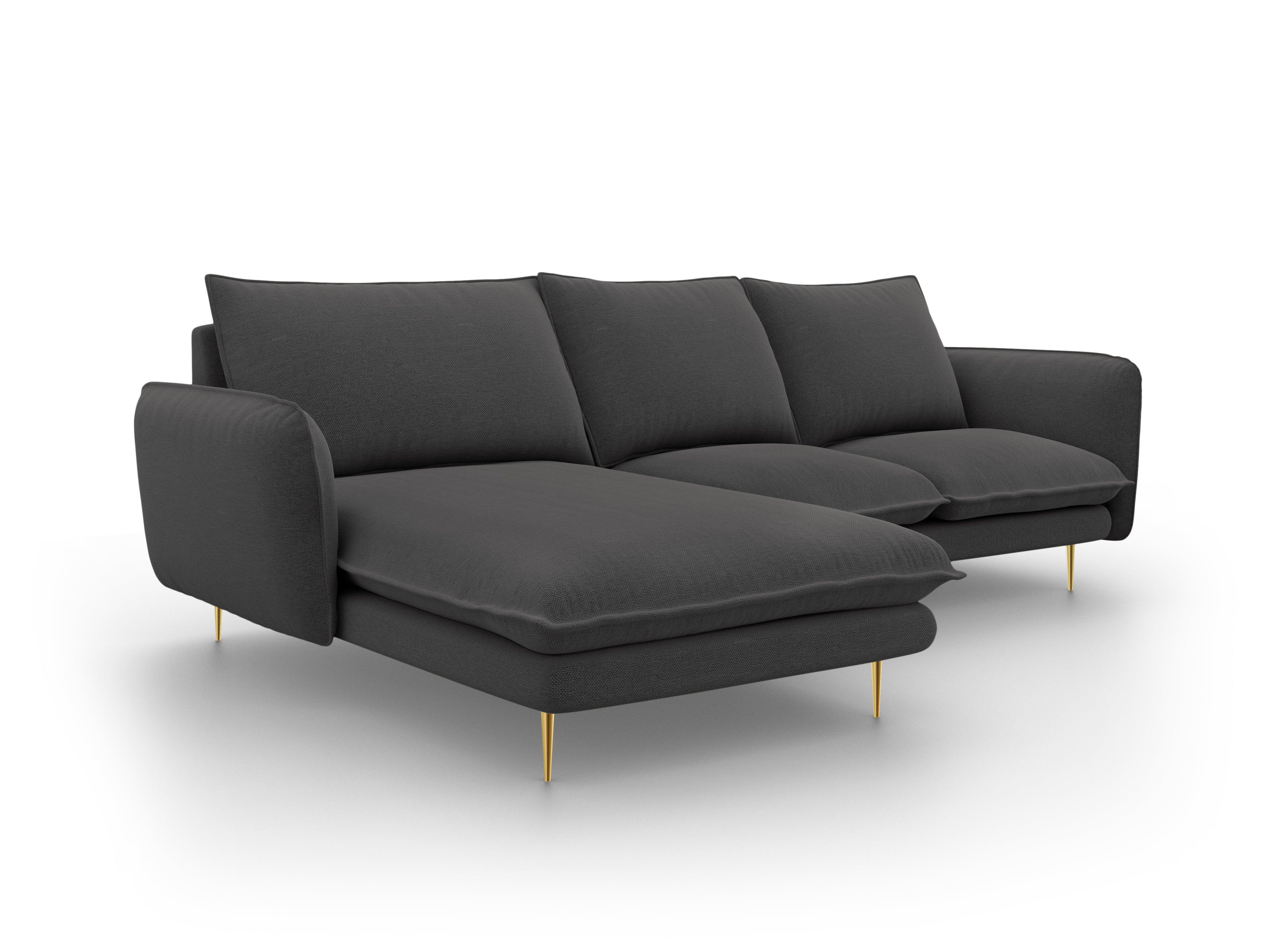 VIENNA left side corner sofa dark grey with gold base - Eye on Design