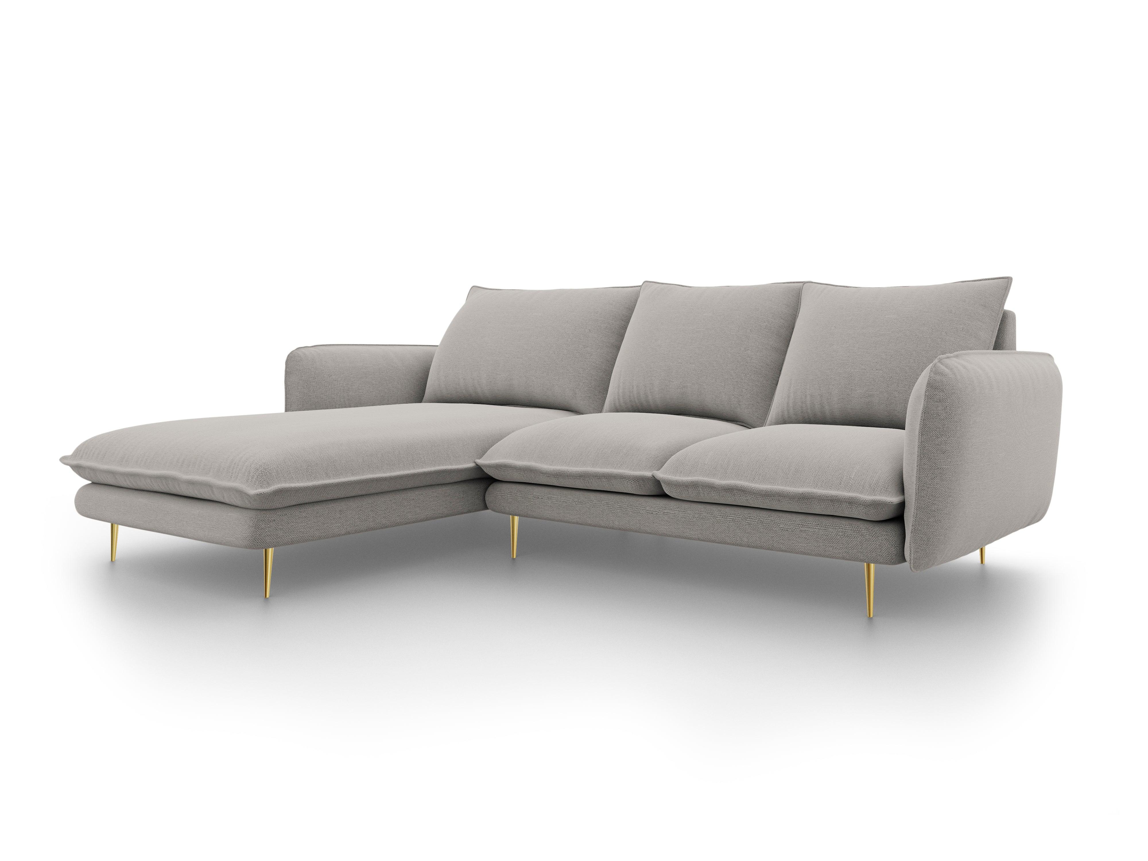 VIENNA left side corner sofa light grey with gold base - Eye on Design