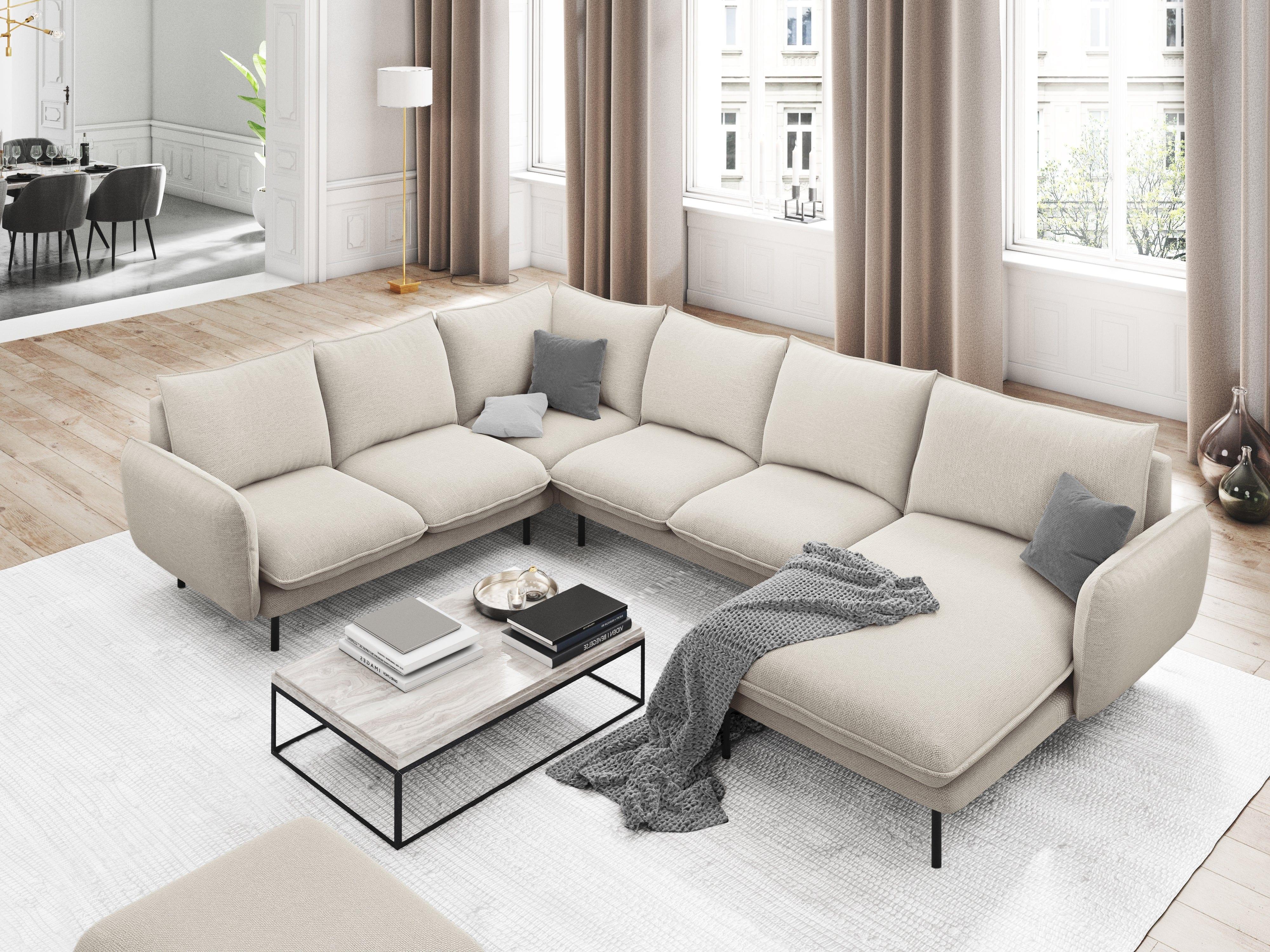 VIENNA left side panoramic corner sofa sand with black base - Eye on Design