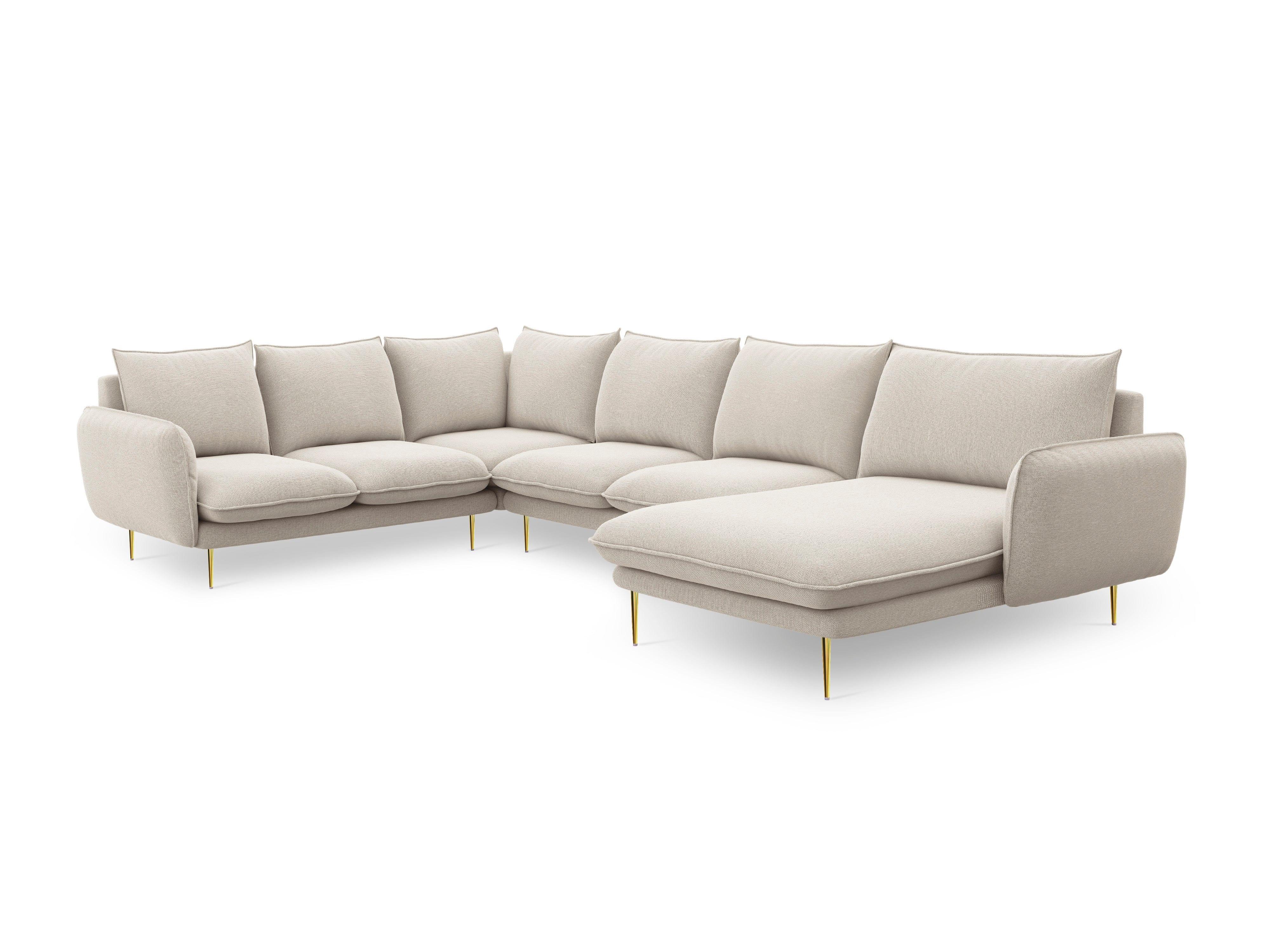 VIENNA left side panoramic corner sofa sand with gold base - Eye on Design